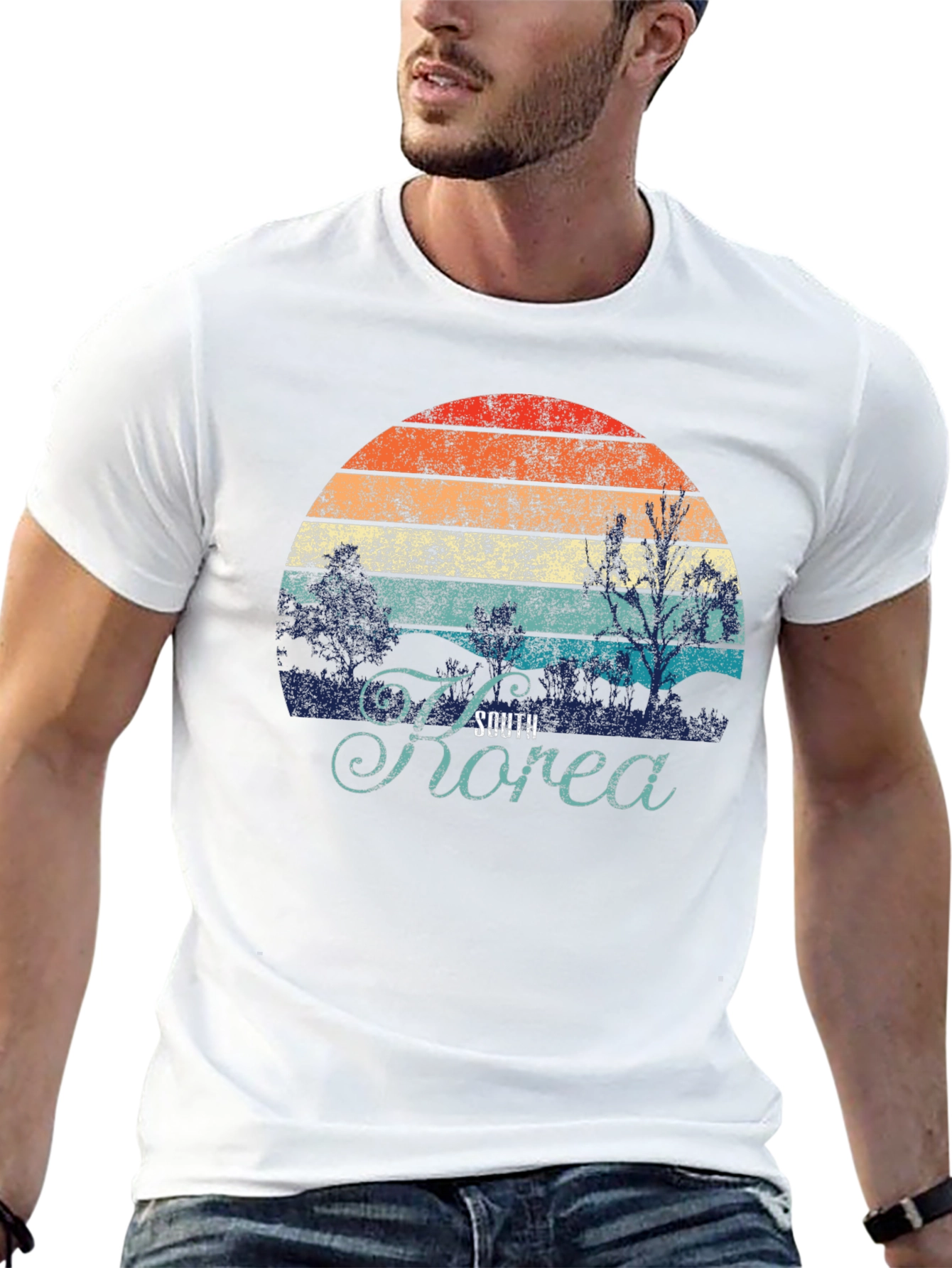 South Korea Retro Sunset Graphic T-Shirt