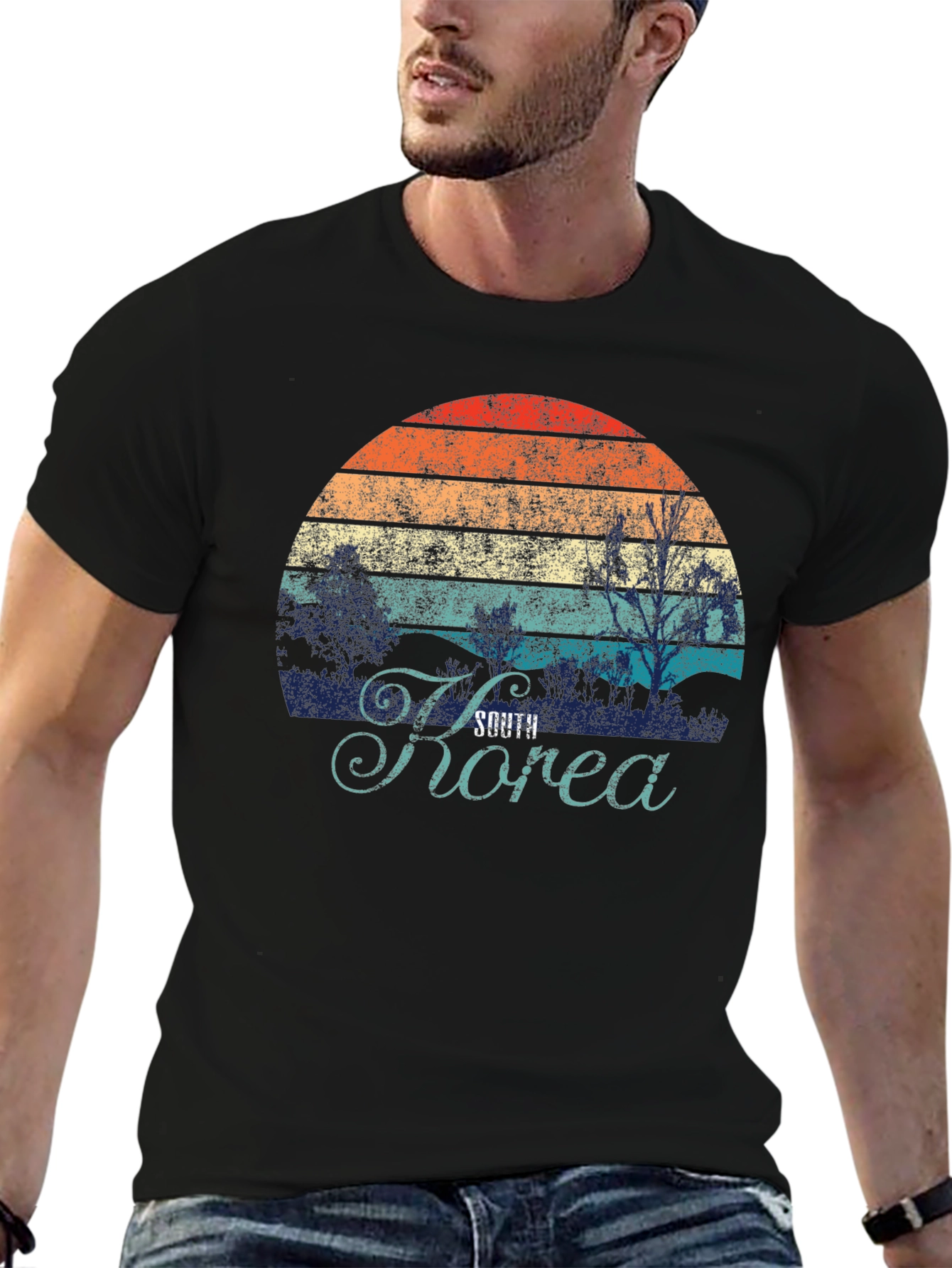 South Korea Retro Sunset Graphic T-Shirt