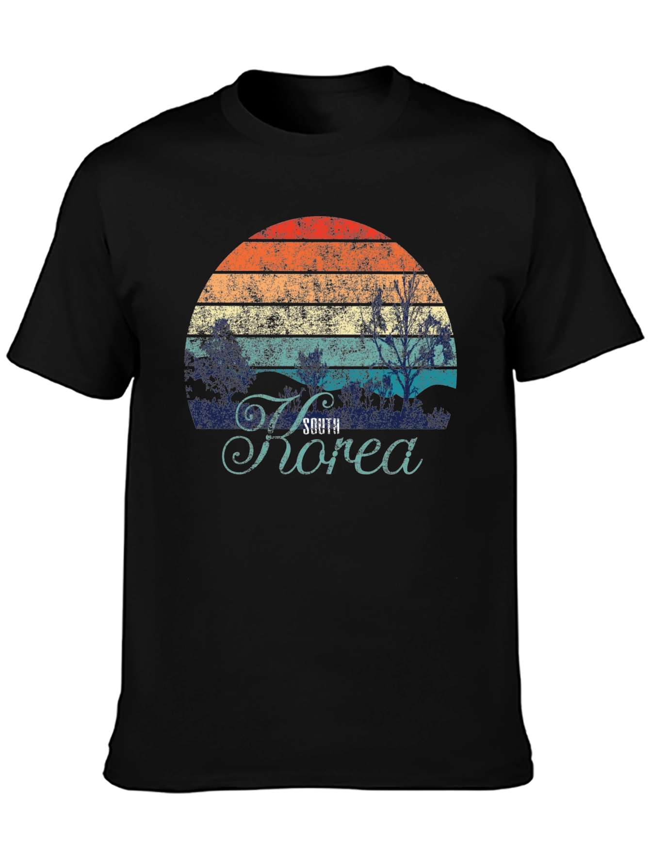 South Korea Retro Sunset Graphic T-Shirt
