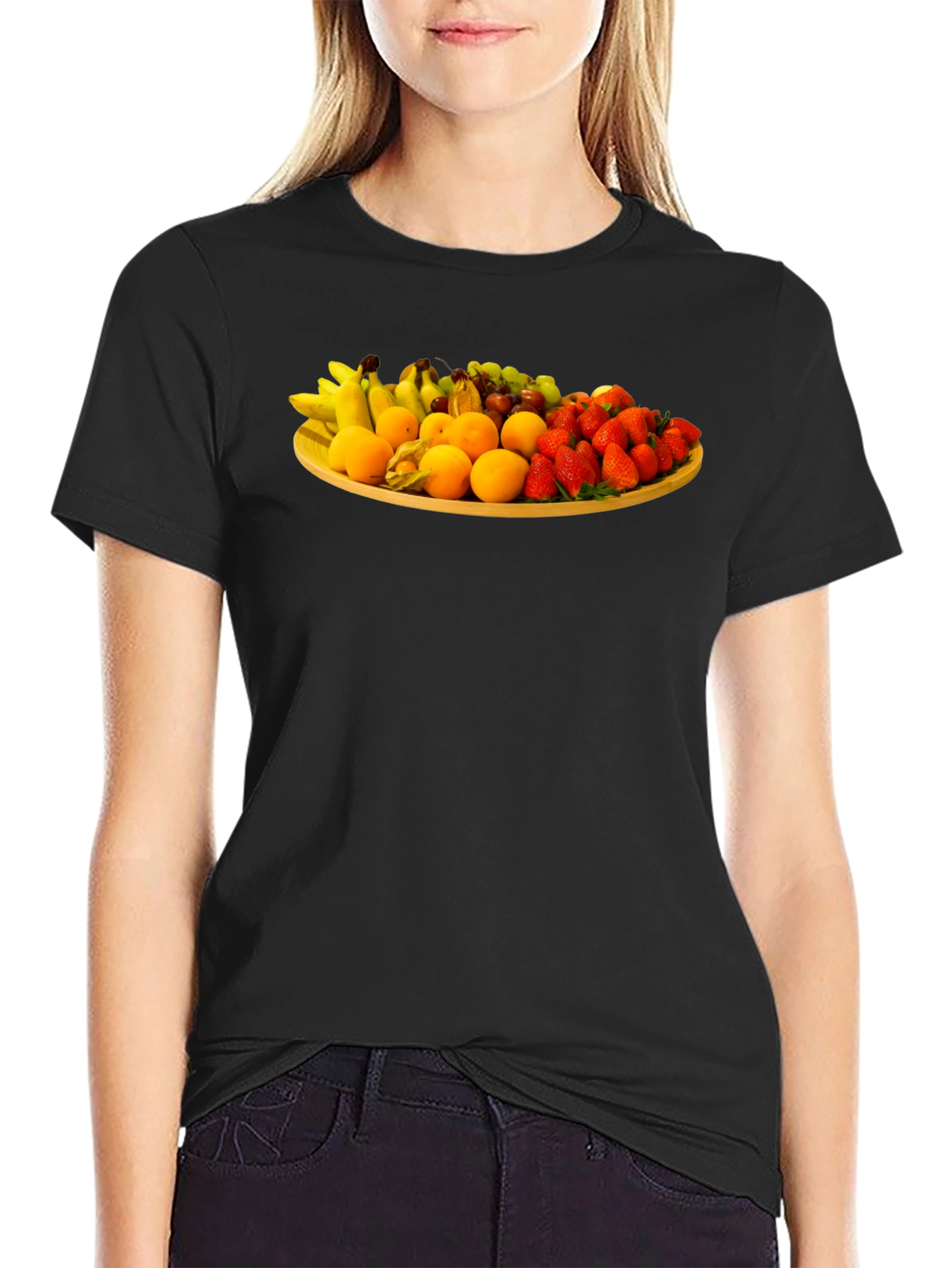 Fruit Platter Graphic Tee - Trendy Crew Neck T-Shirt