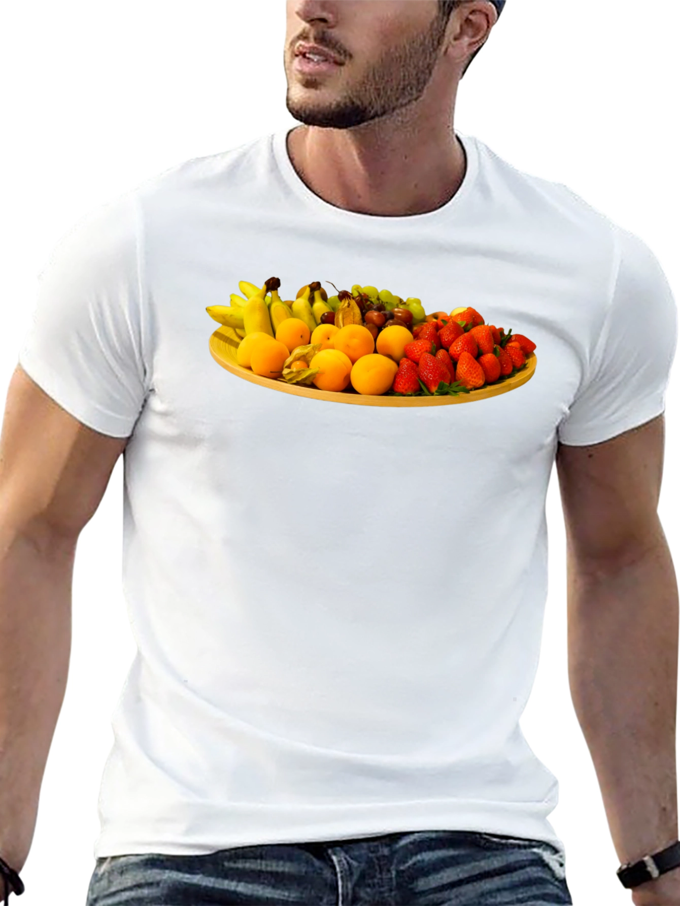 Fruit Platter Graphic Tee - Trendy Crew Neck T-Shirt