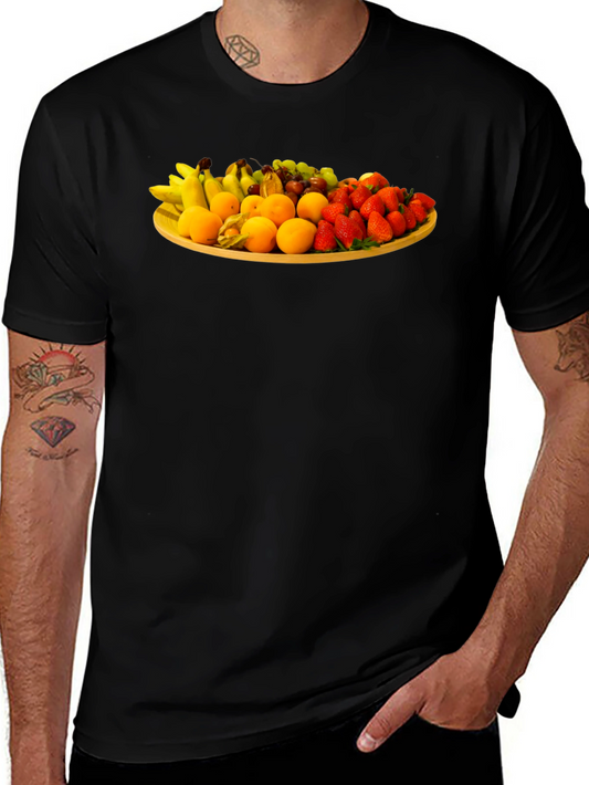 Fruit Platter Graphic Tee - Trendy Crew Neck T-Shirt