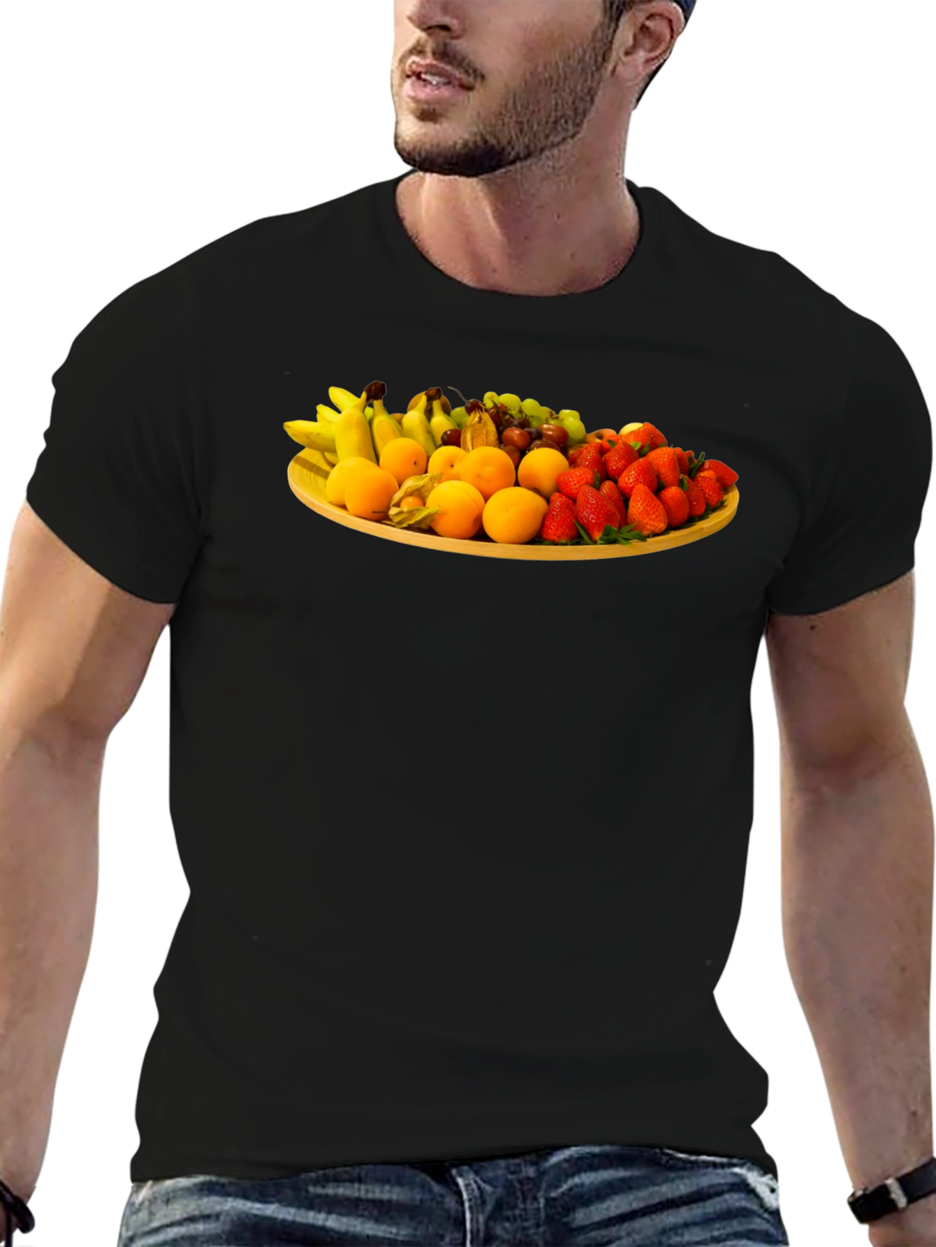 Fruit Platter Graphic Tee - Trendy Crew Neck T-Shirt