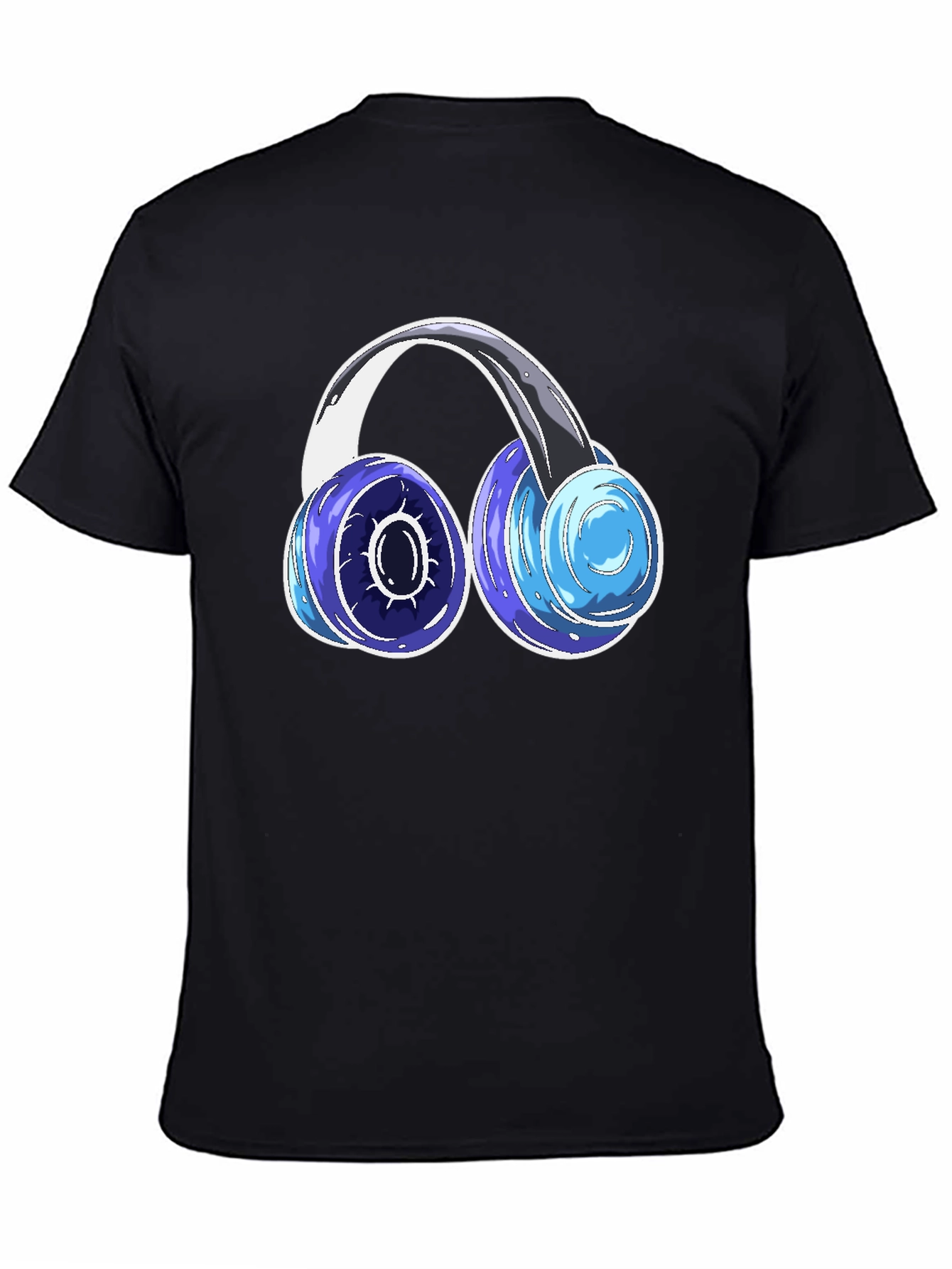 Cool Headphones Graphic Tee - Black Cotton Blend