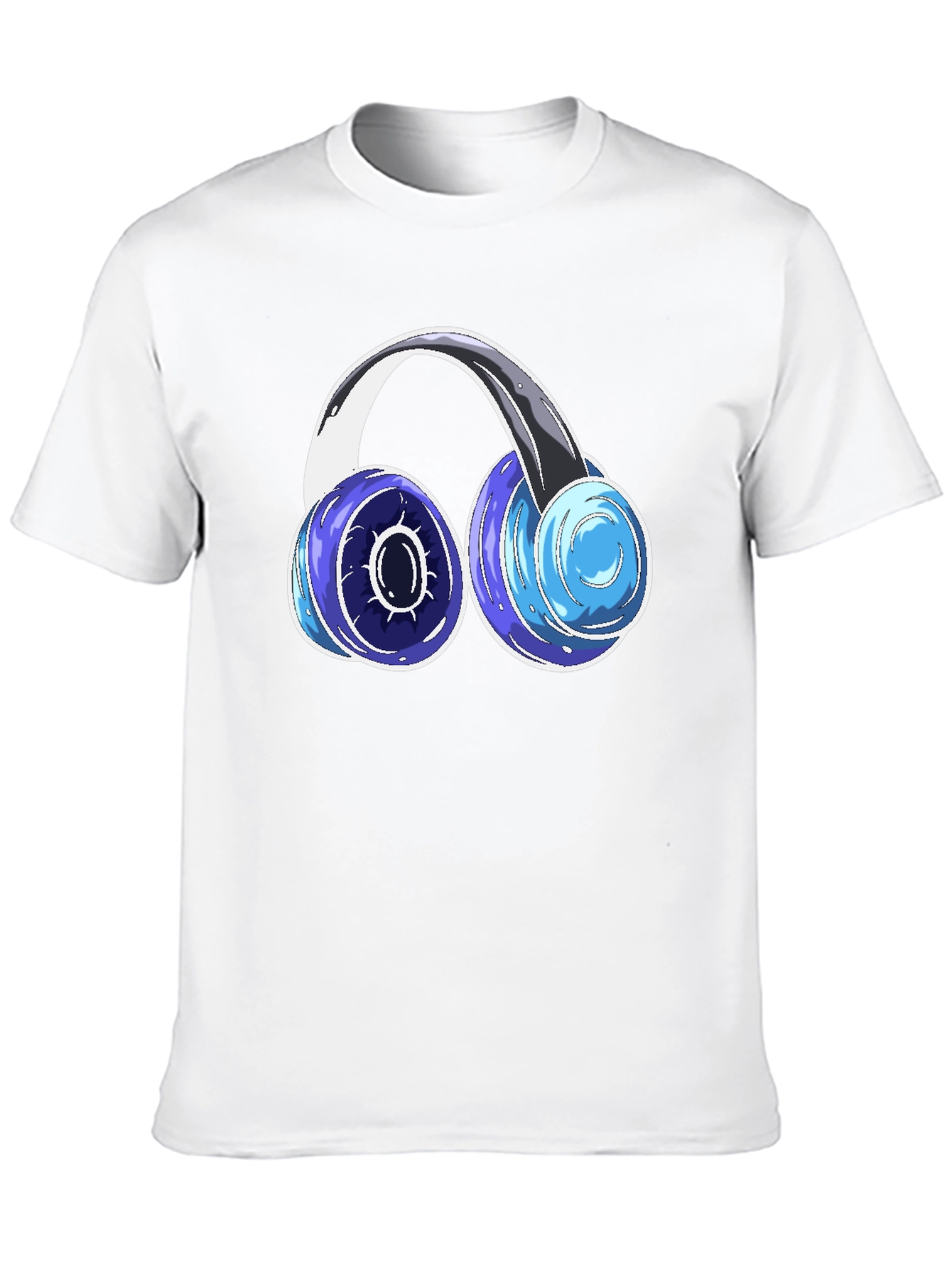 Cool Headphones Graphic Tee - Black Cotton Blend
