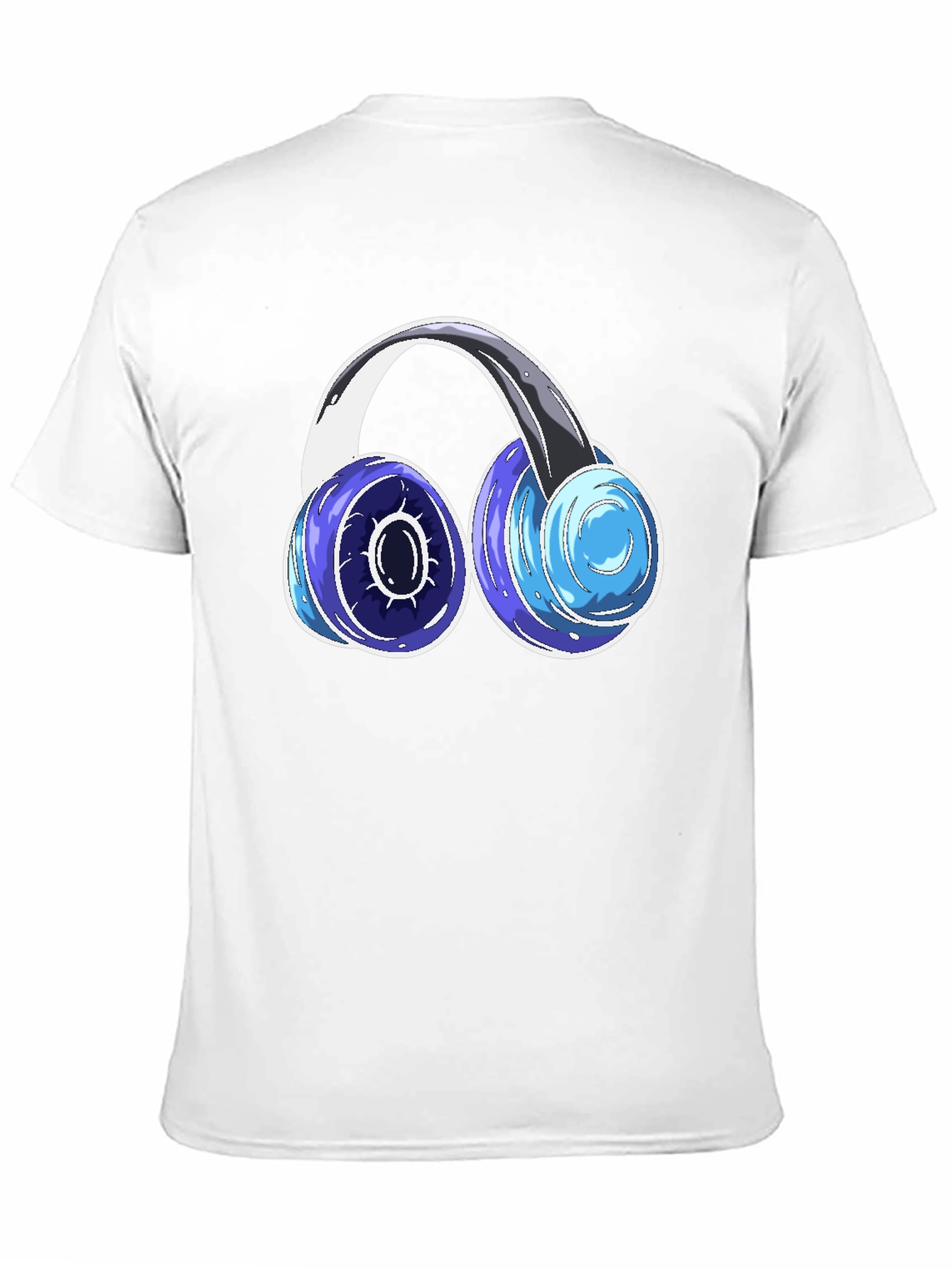 Cool Headphones Graphic Tee - Black Cotton Blend