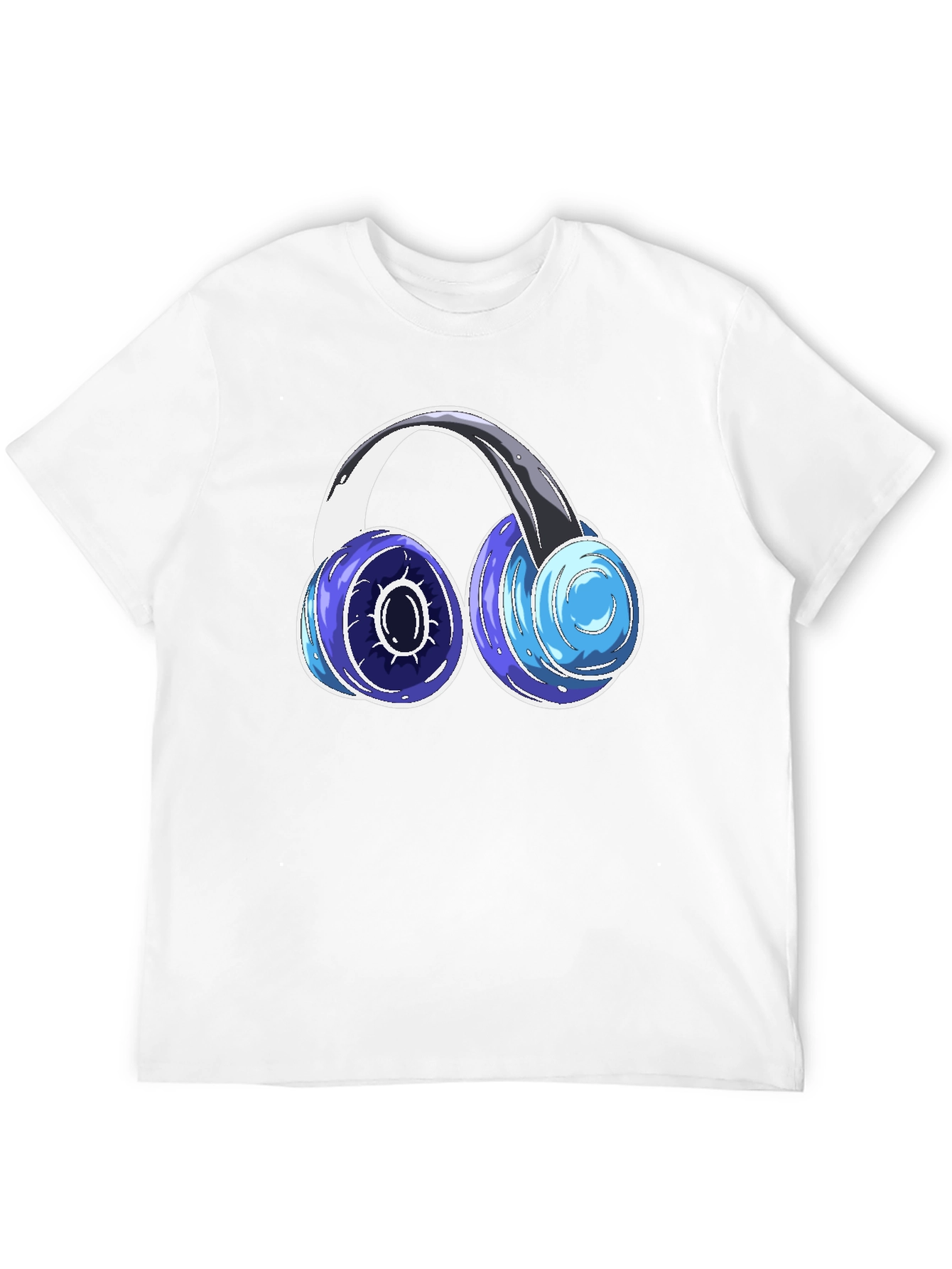 Cool Headphones Graphic Tee - Black Cotton Blend