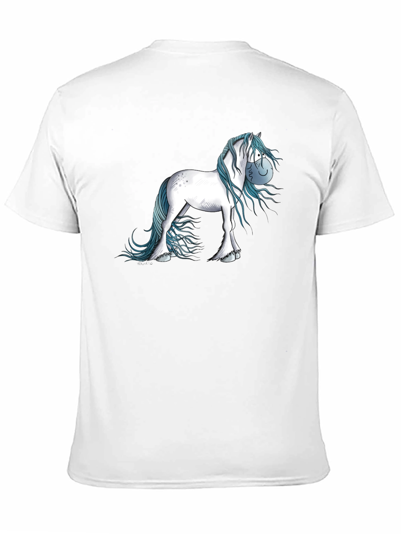 Horse Cartoon Graphic Black T-Shirt