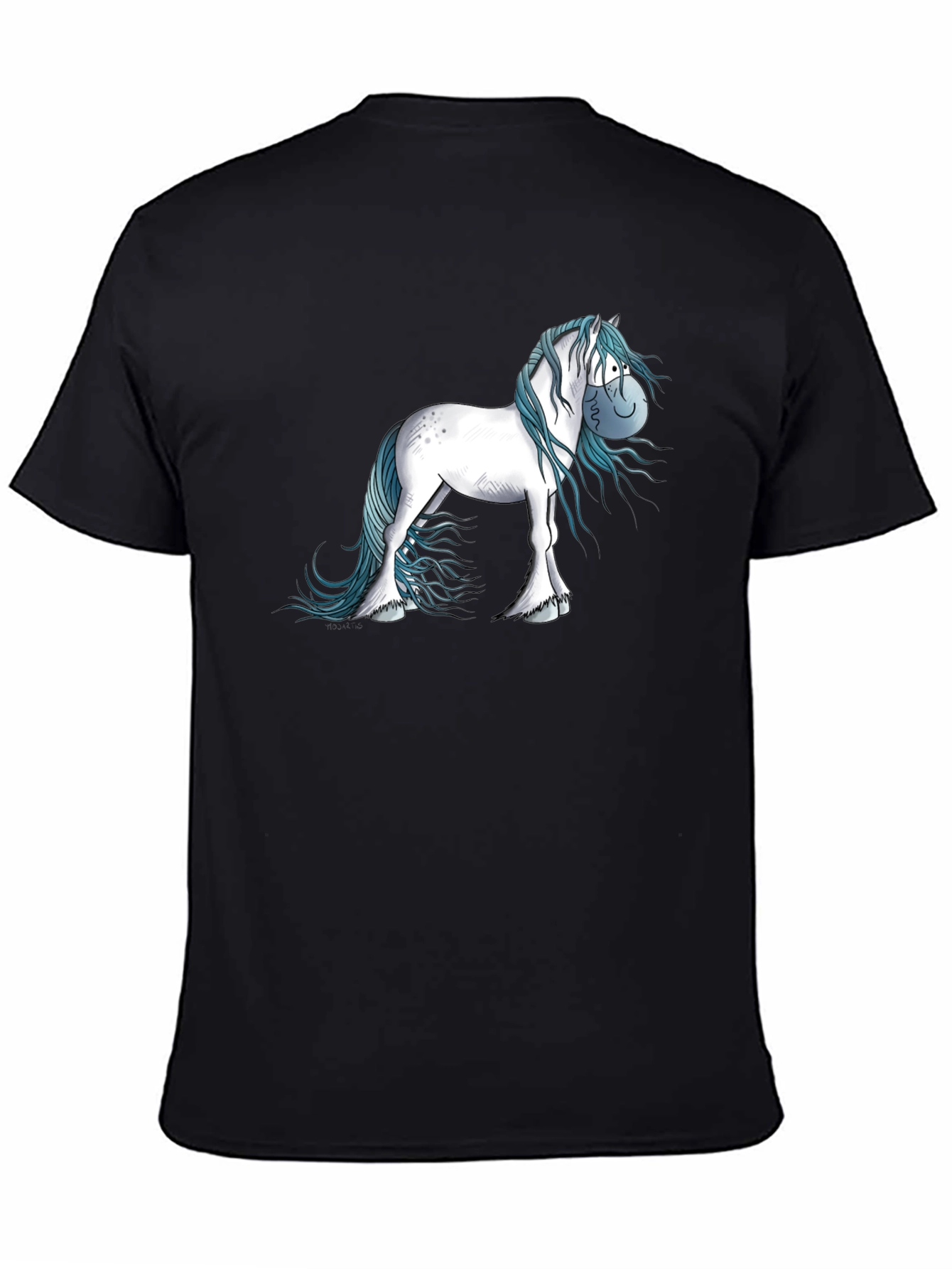 Horse Cartoon Graphic Black T-Shirt