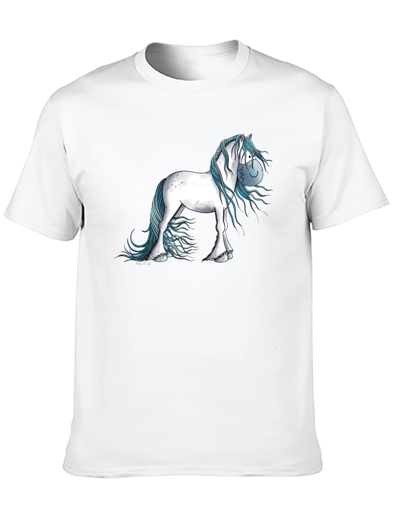 Horse Cartoon Graphic Black T-Shirt