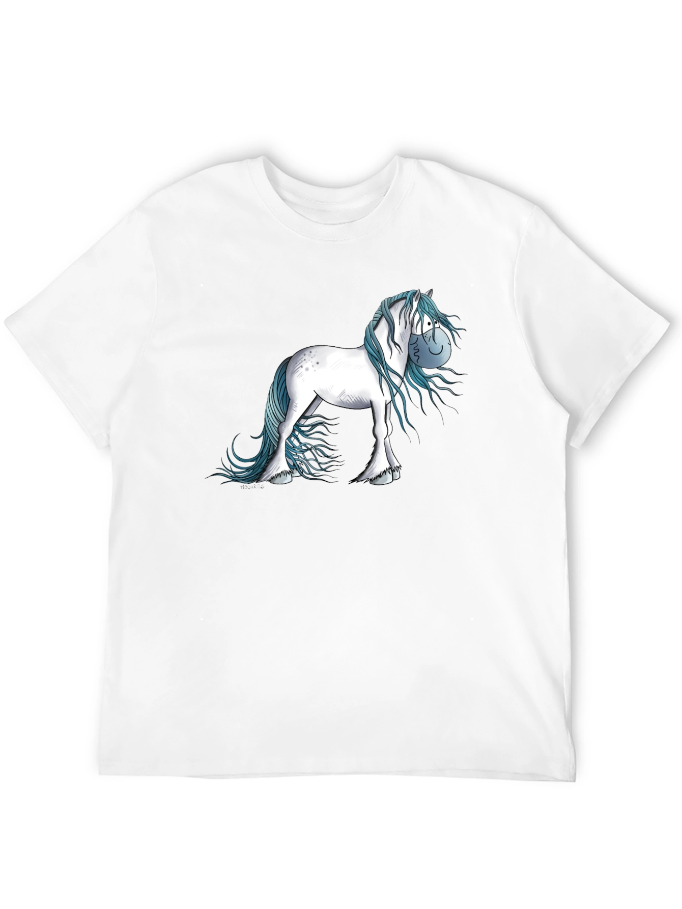 Horse Cartoon Graphic Black T-Shirt