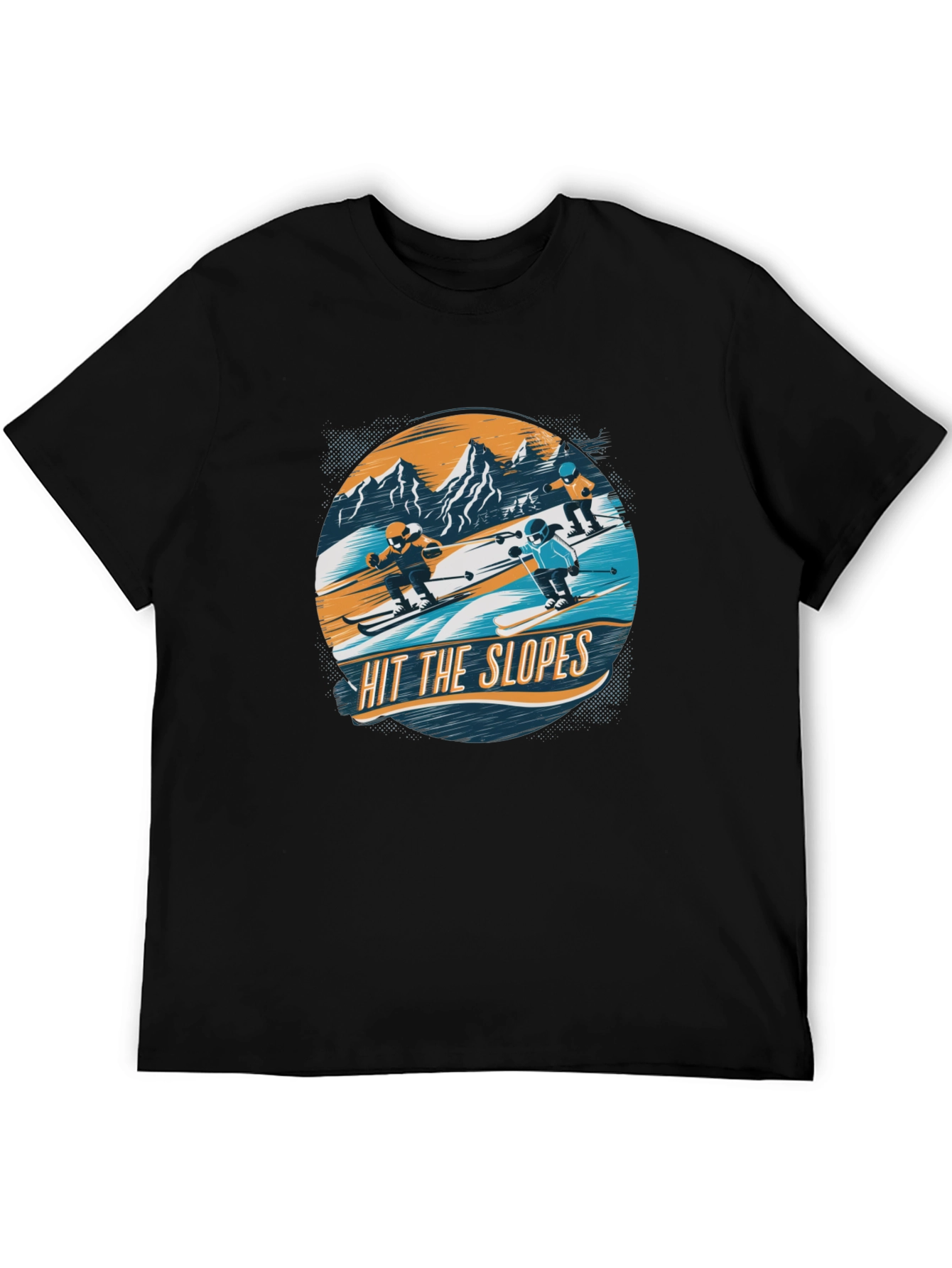 Hit the Slopes Graphic Tee - Black Cotton T-Shirt