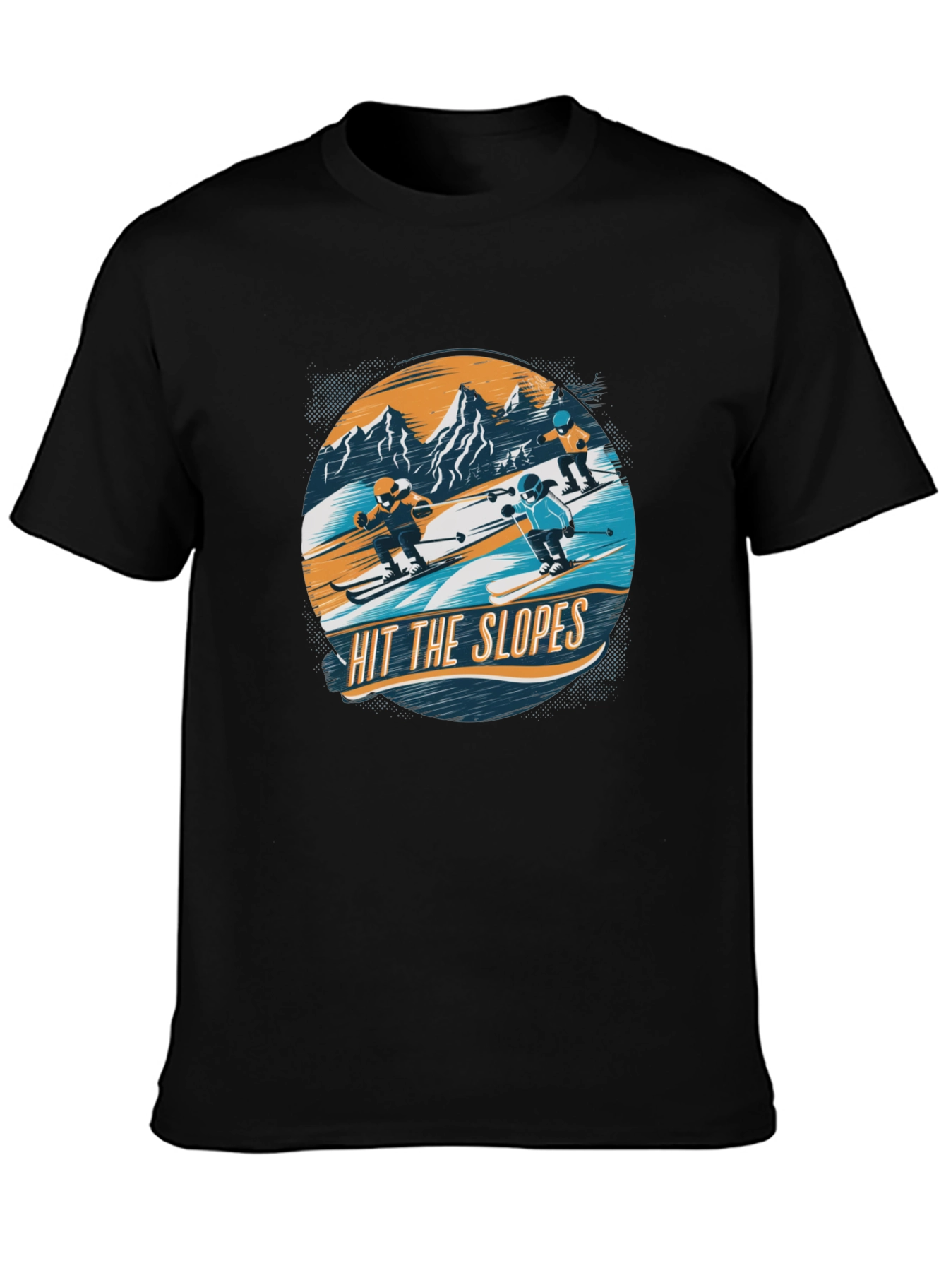 Hit the Slopes Graphic Tee - Black Cotton T-Shirt