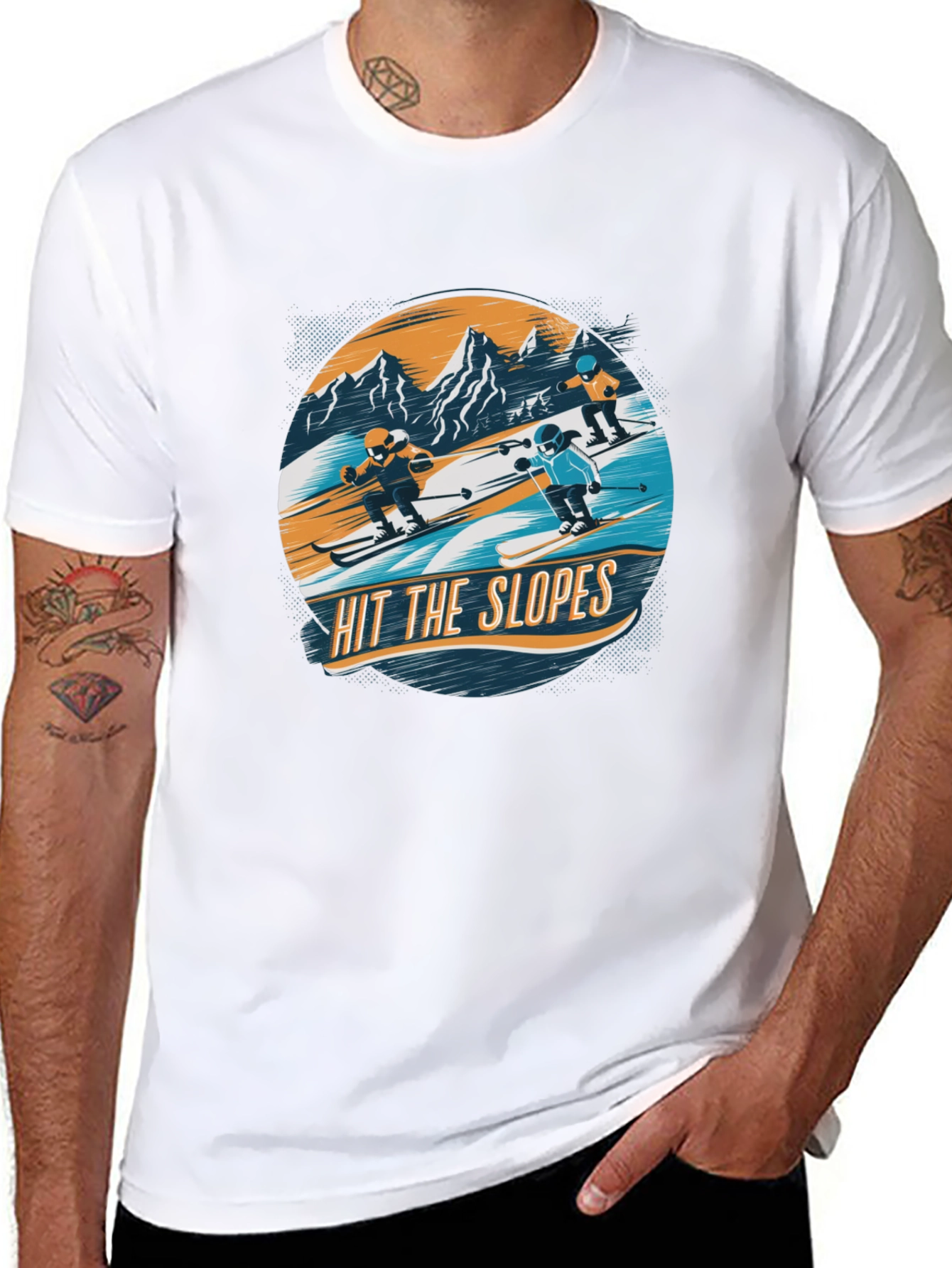Hit the Slopes Graphic Tee - Black Cotton T-Shirt