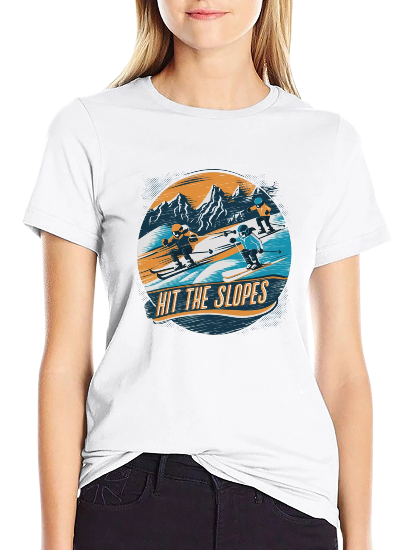 Hit the Slopes Graphic Tee - Black Cotton T-Shirt