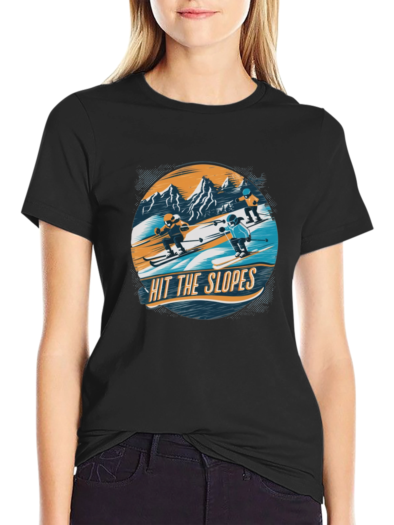 Hit the Slopes Graphic Tee - Black Cotton T-Shirt