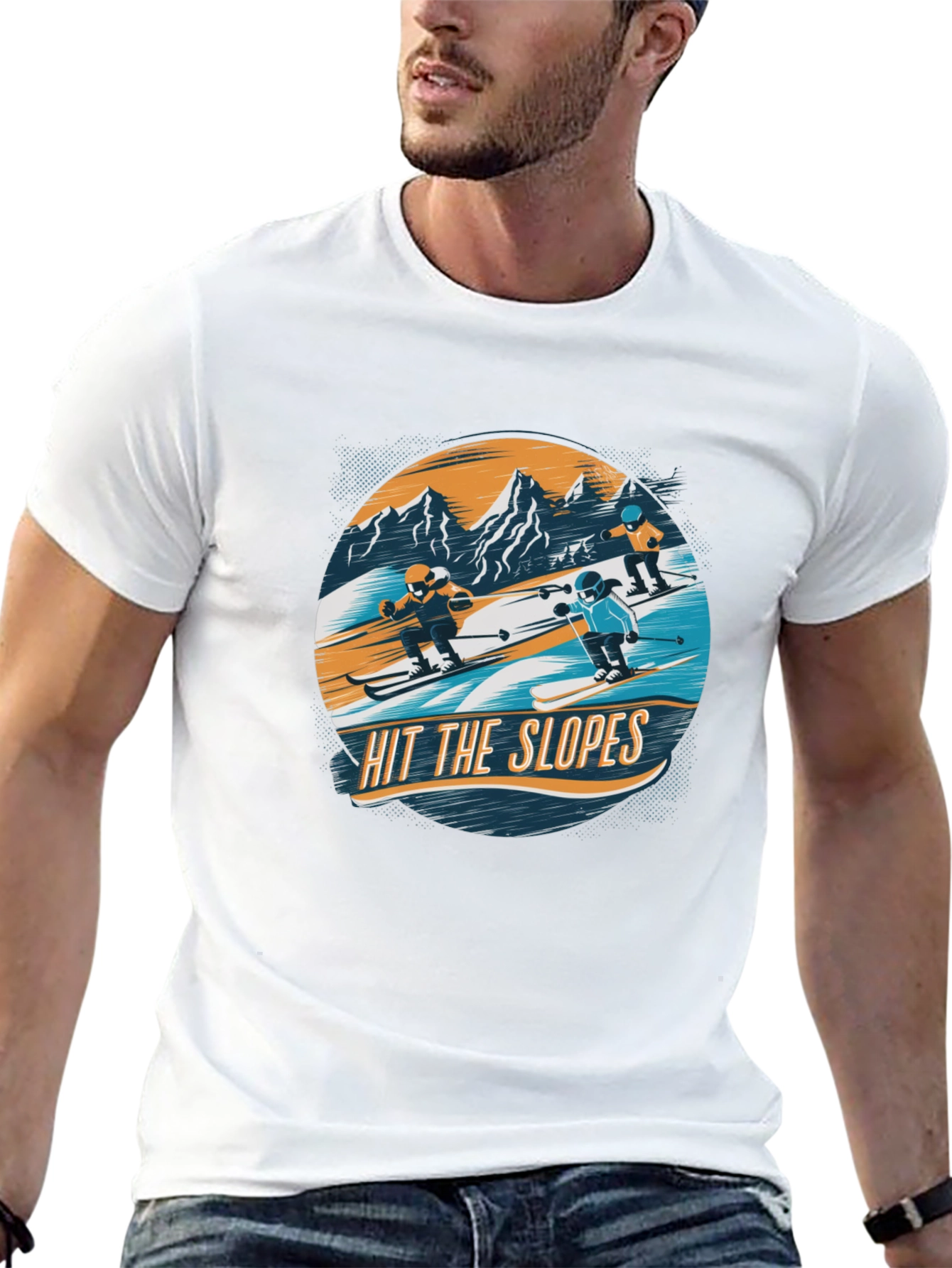 Hit the Slopes Graphic Tee - Black Cotton T-Shirt