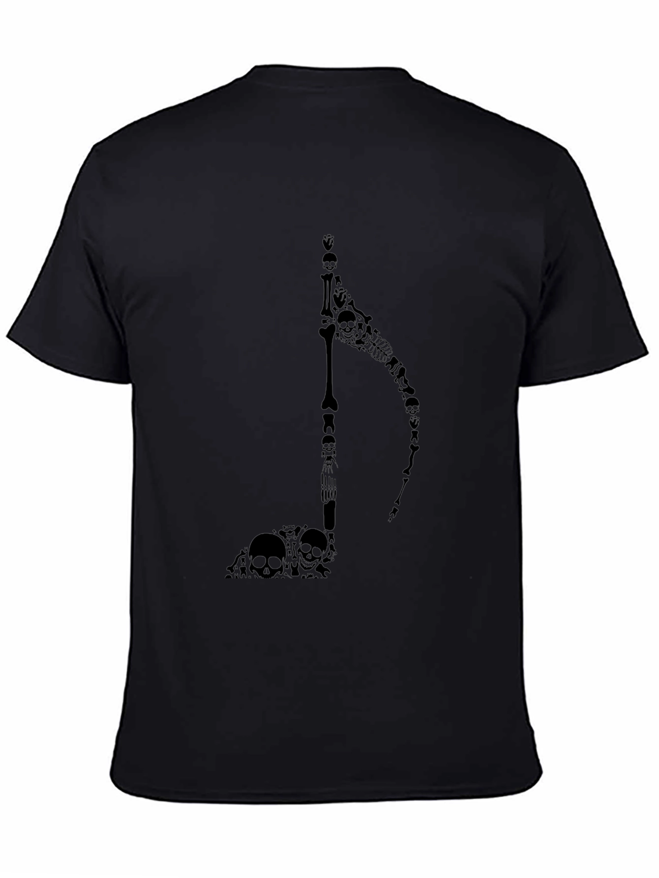 Skull Grim Reaper Music Note Black T-Shirt