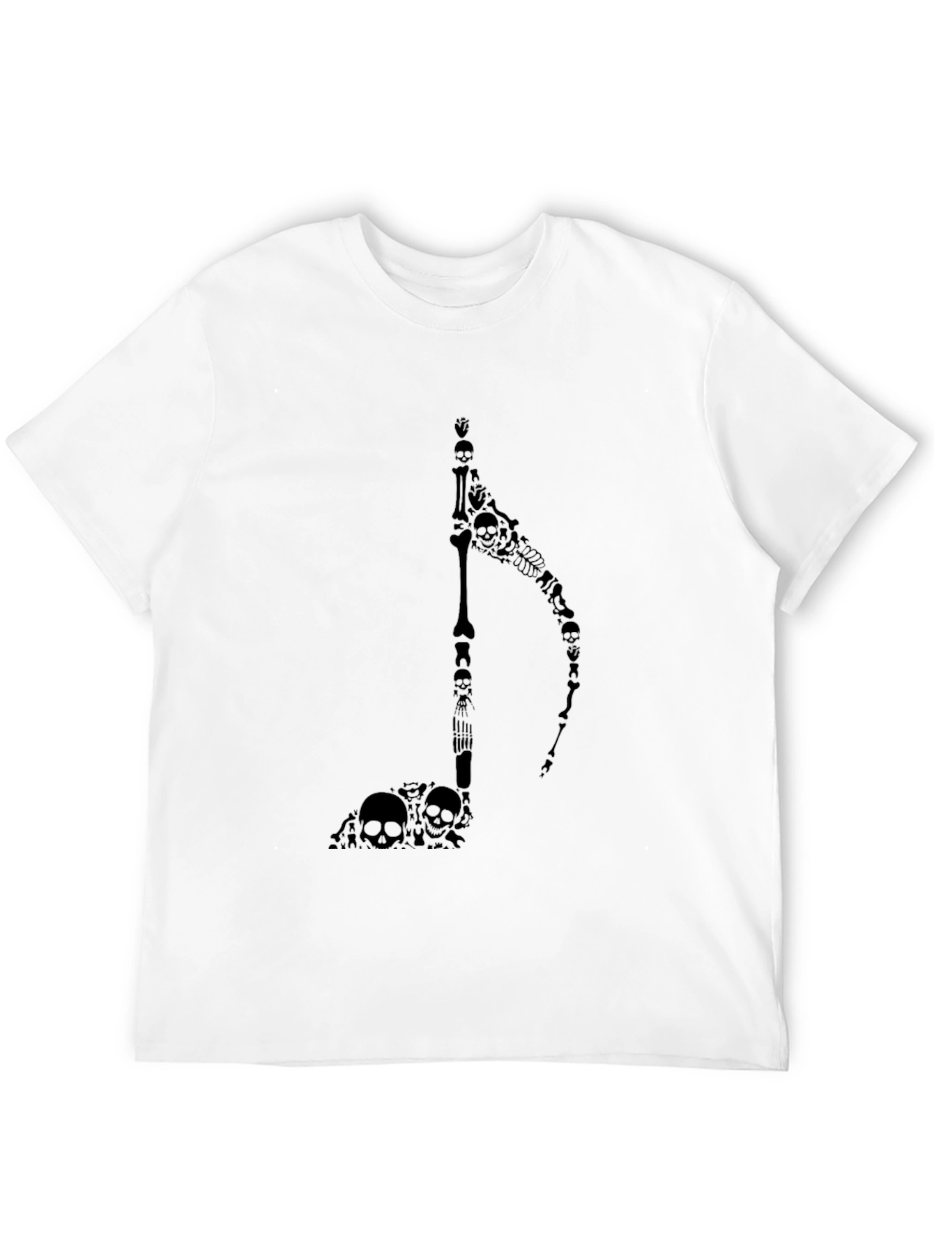 Skull Grim Reaper Music Note Black T-Shirt
