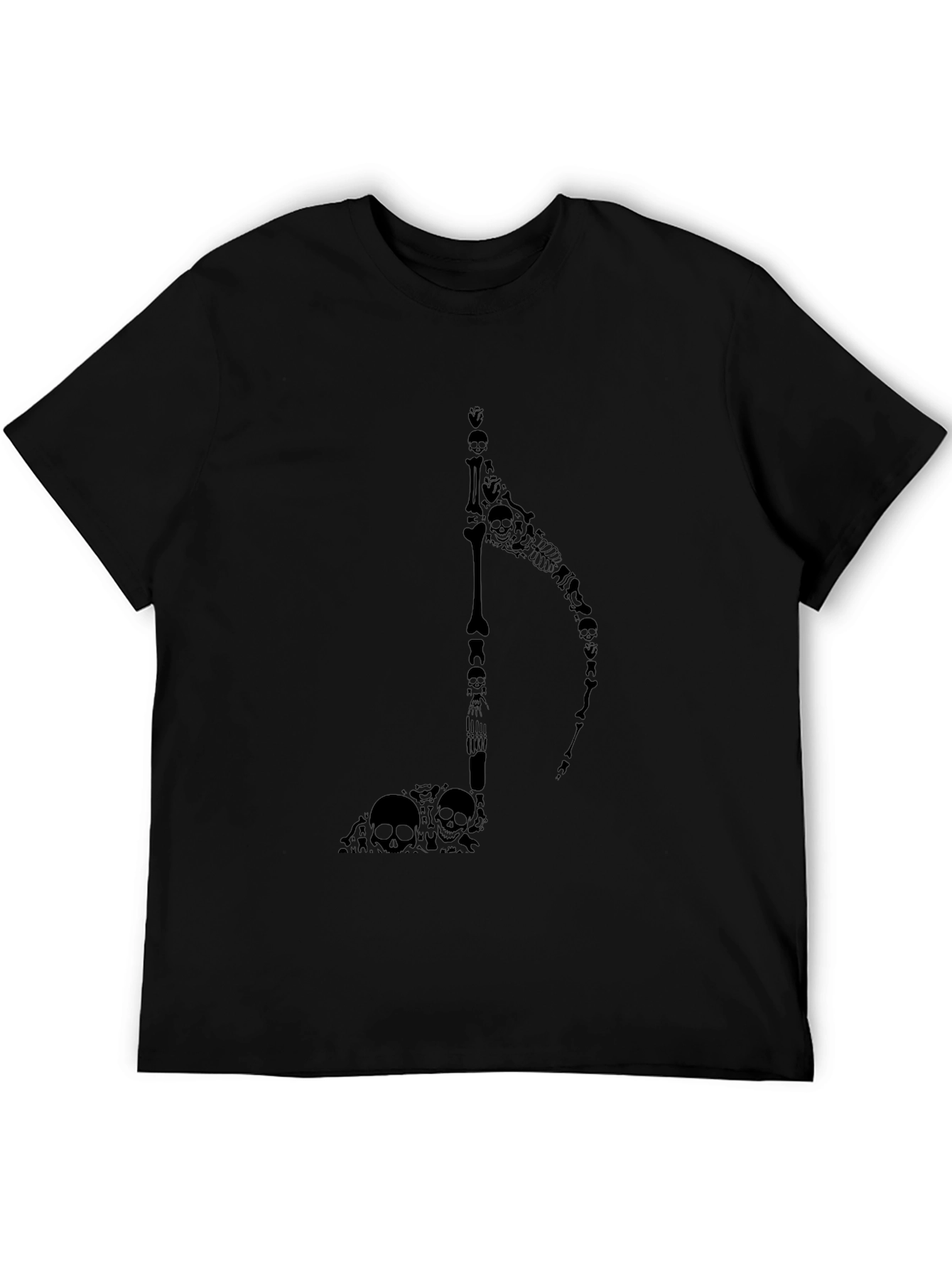 Skull Grim Reaper Music Note Black T-Shirt
