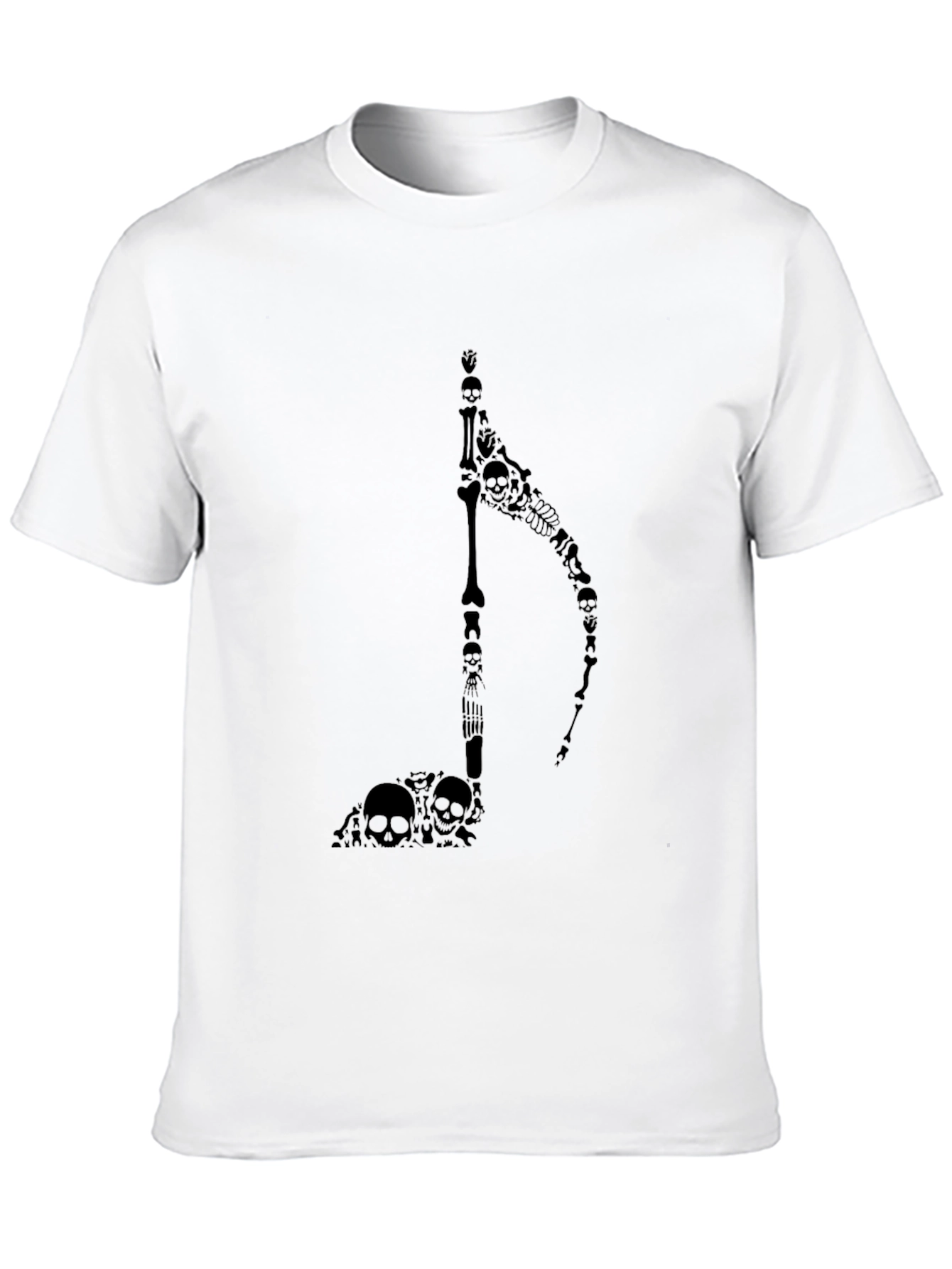 Skull Grim Reaper Music Note Black T-Shirt