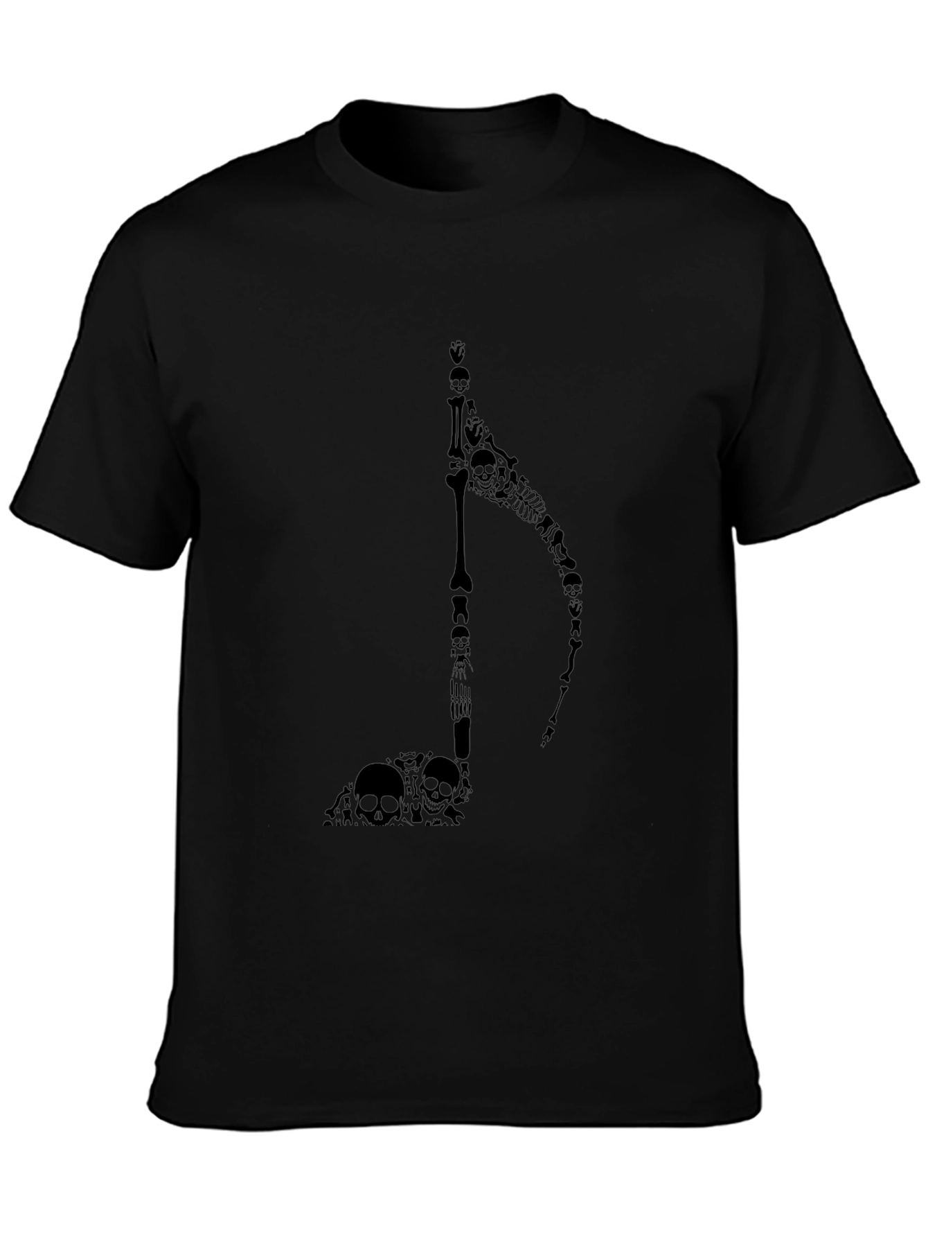 Skull Grim Reaper Music Note Black T-Shirt