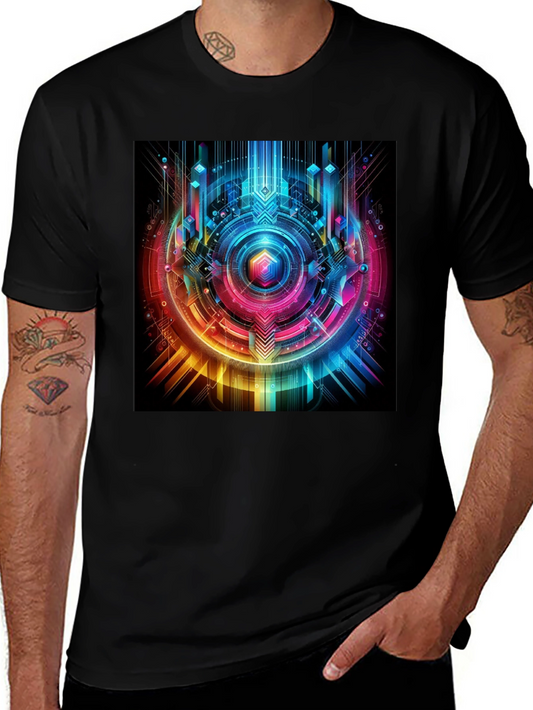 Geometric Cyberpunk Graphic T-Shirt
