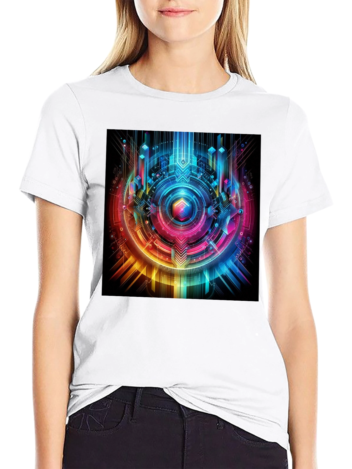 Geometric Cyberpunk Graphic T-Shirt