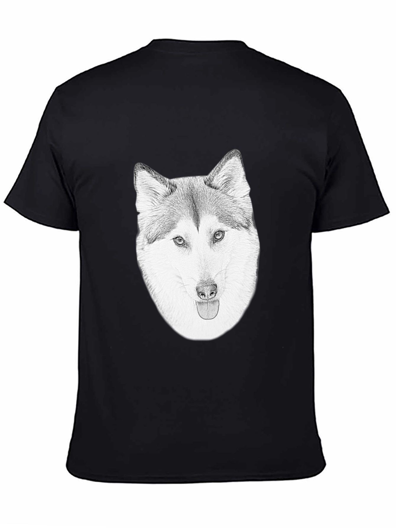 Husky Dog Graphic Black T-Shirt