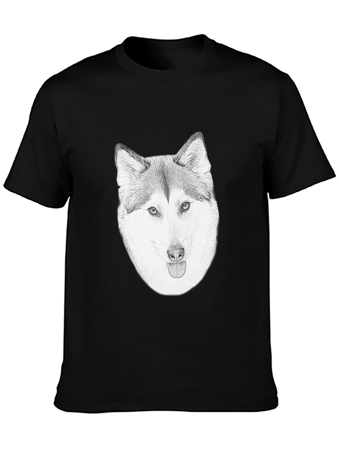 Husky Dog Graphic Black T-Shirt