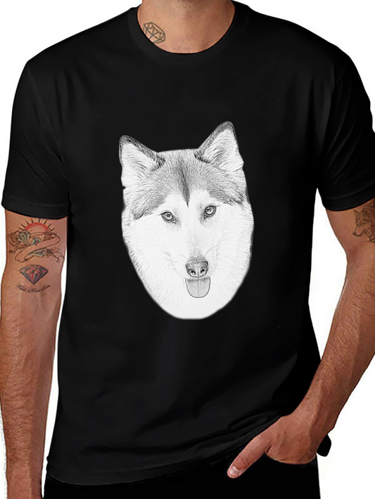 Husky Dog Graphic Black T-Shirt