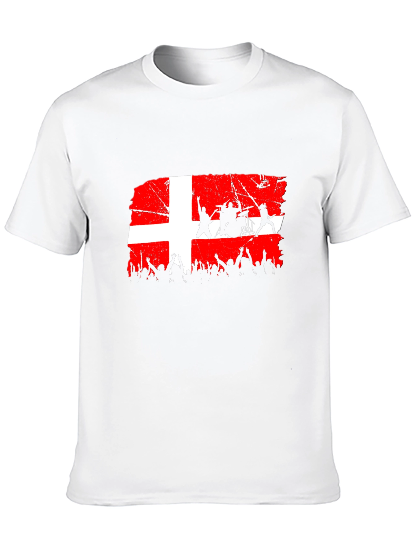 Denmark Flag Rock Band Concert Black T-Shirt
