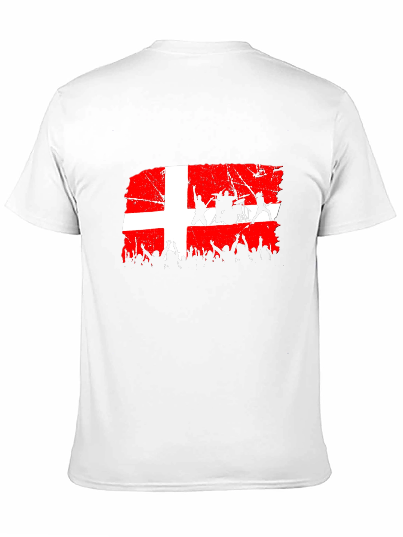 Denmark Flag Rock Band Concert Black T-Shirt