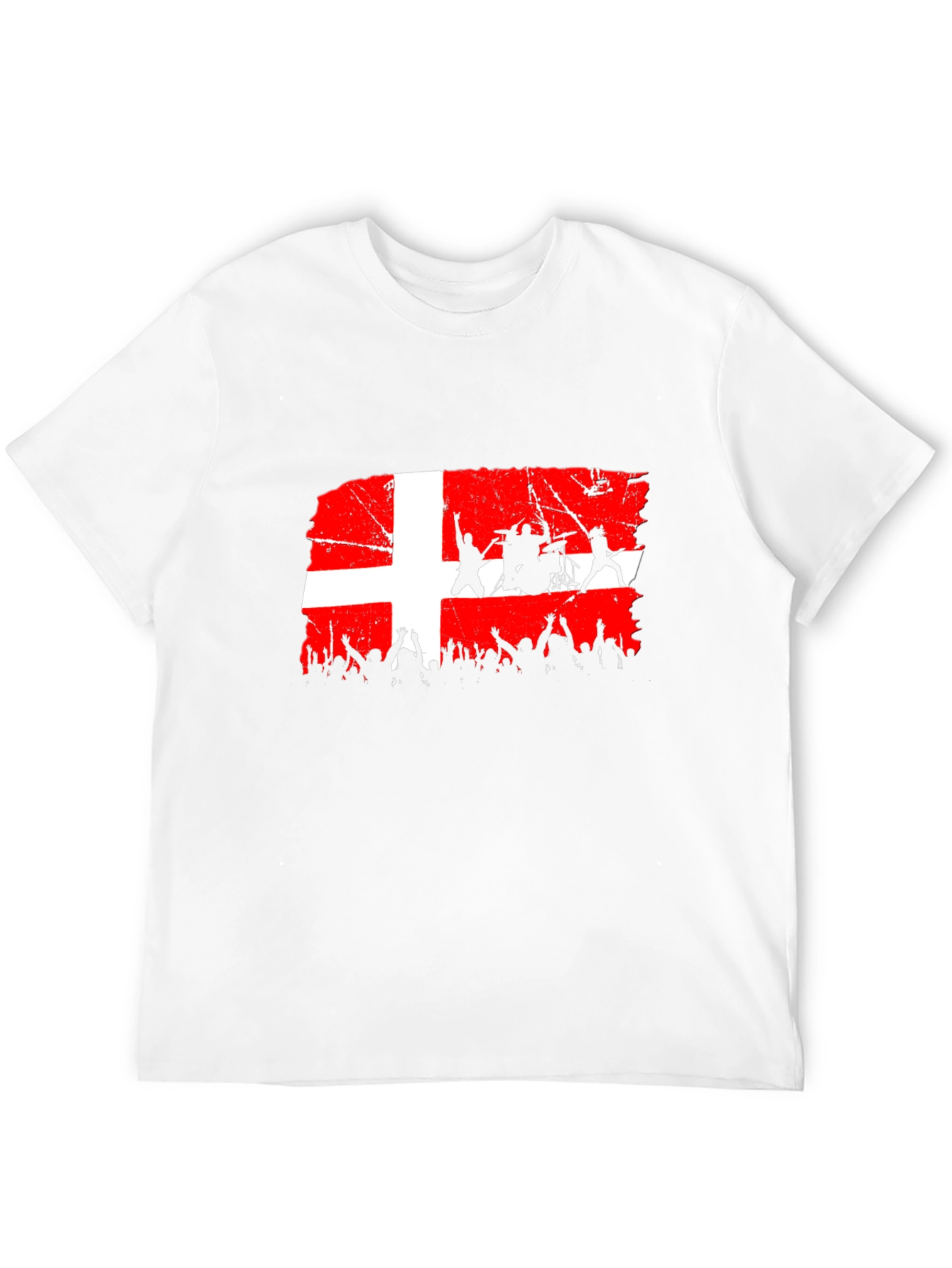 Denmark Flag Rock Band Concert Black T-Shirt