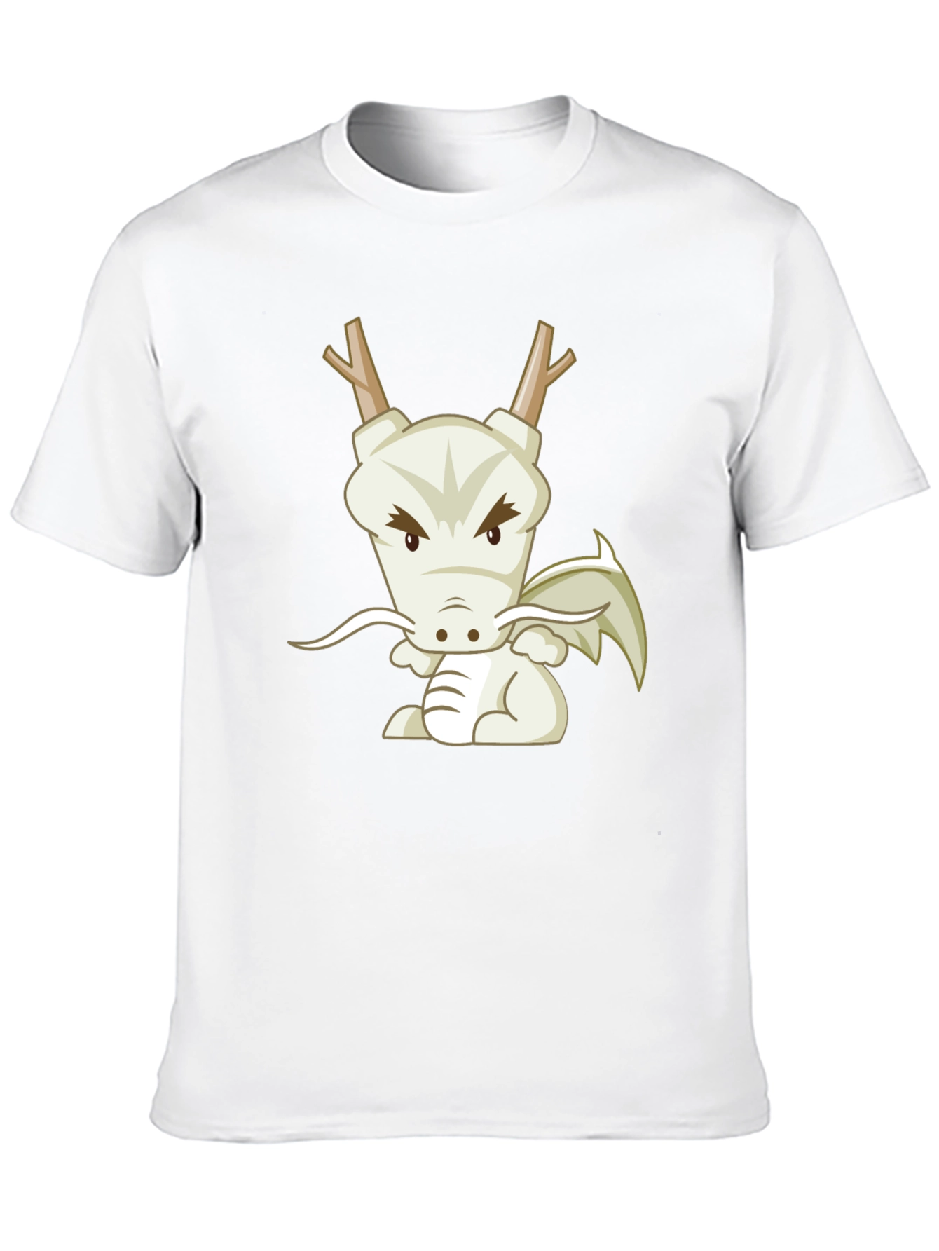 Cartoon Dragon Graphic Tee - Black Cotton T-Shirt