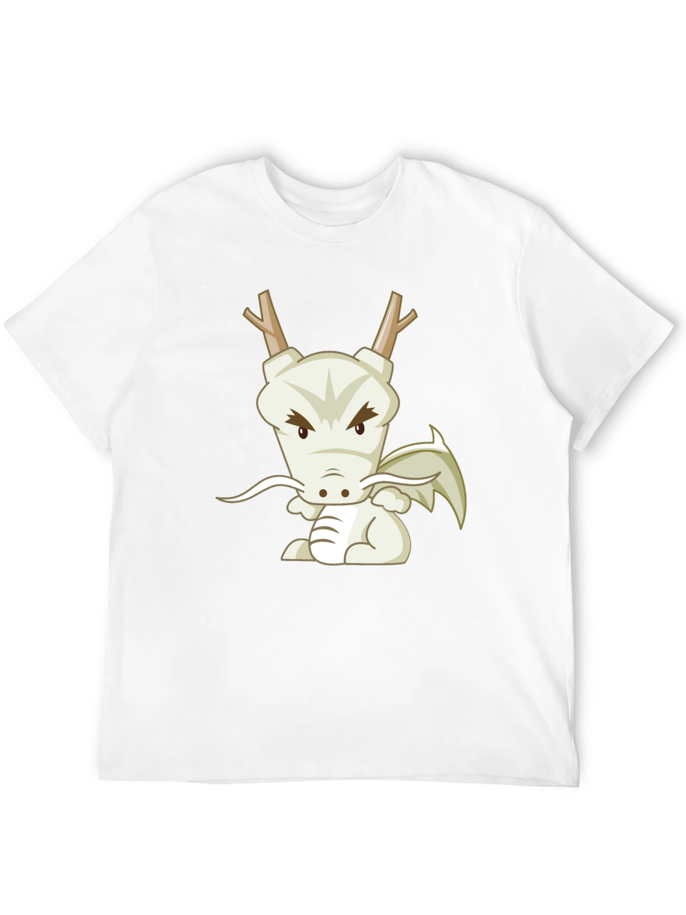 Cartoon Dragon Graphic Tee - Black Cotton T-Shirt
