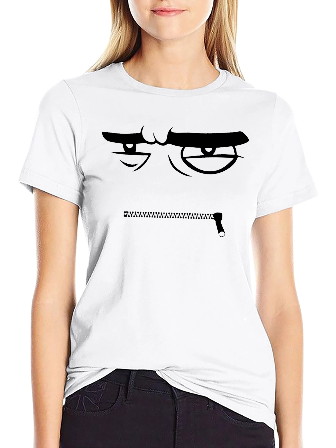 Zipper Mouth Graphic Tee - Keep Silent Shirt