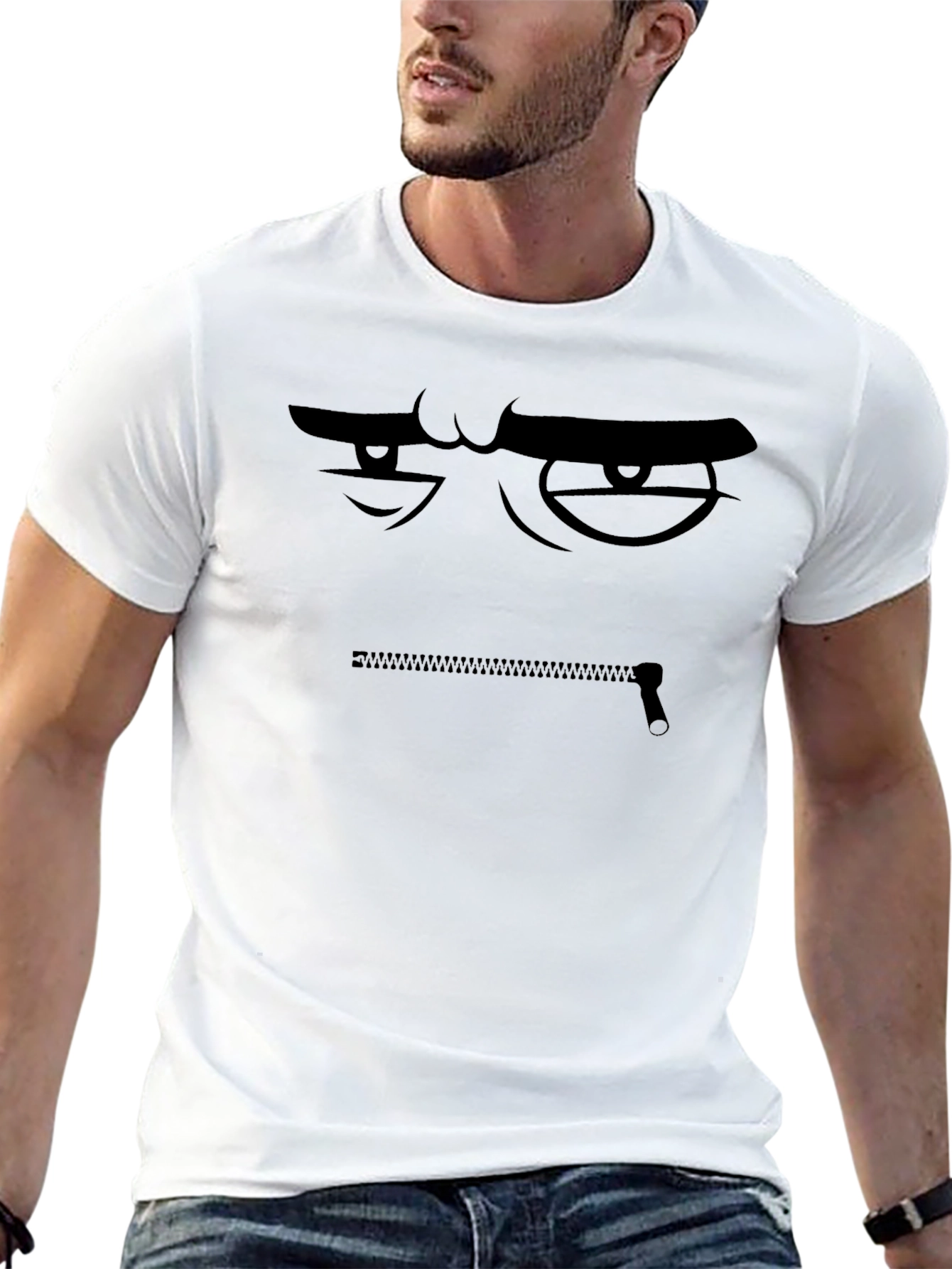 Zipper Mouth Graphic Tee - Keep Silent Shirt