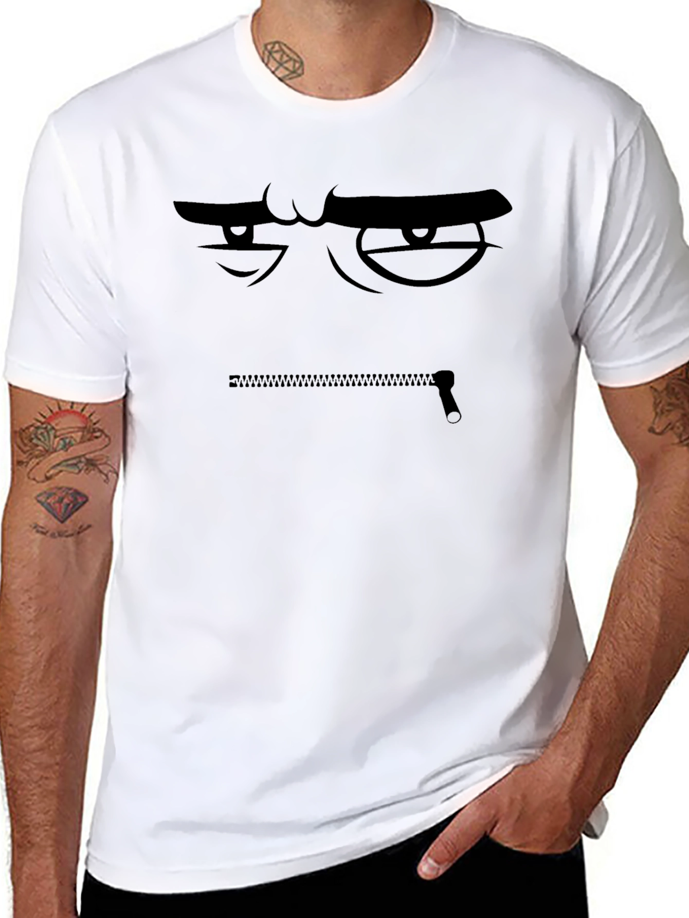 Zipper Mouth Graphic Tee - Keep Silent Shirt