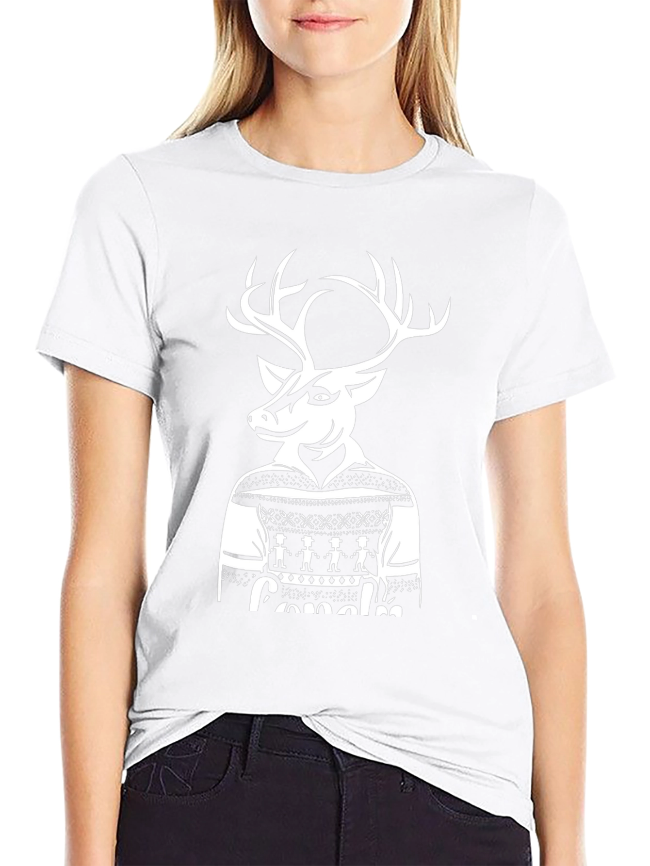 Festive Deer Graphic Tee - Holiday Style