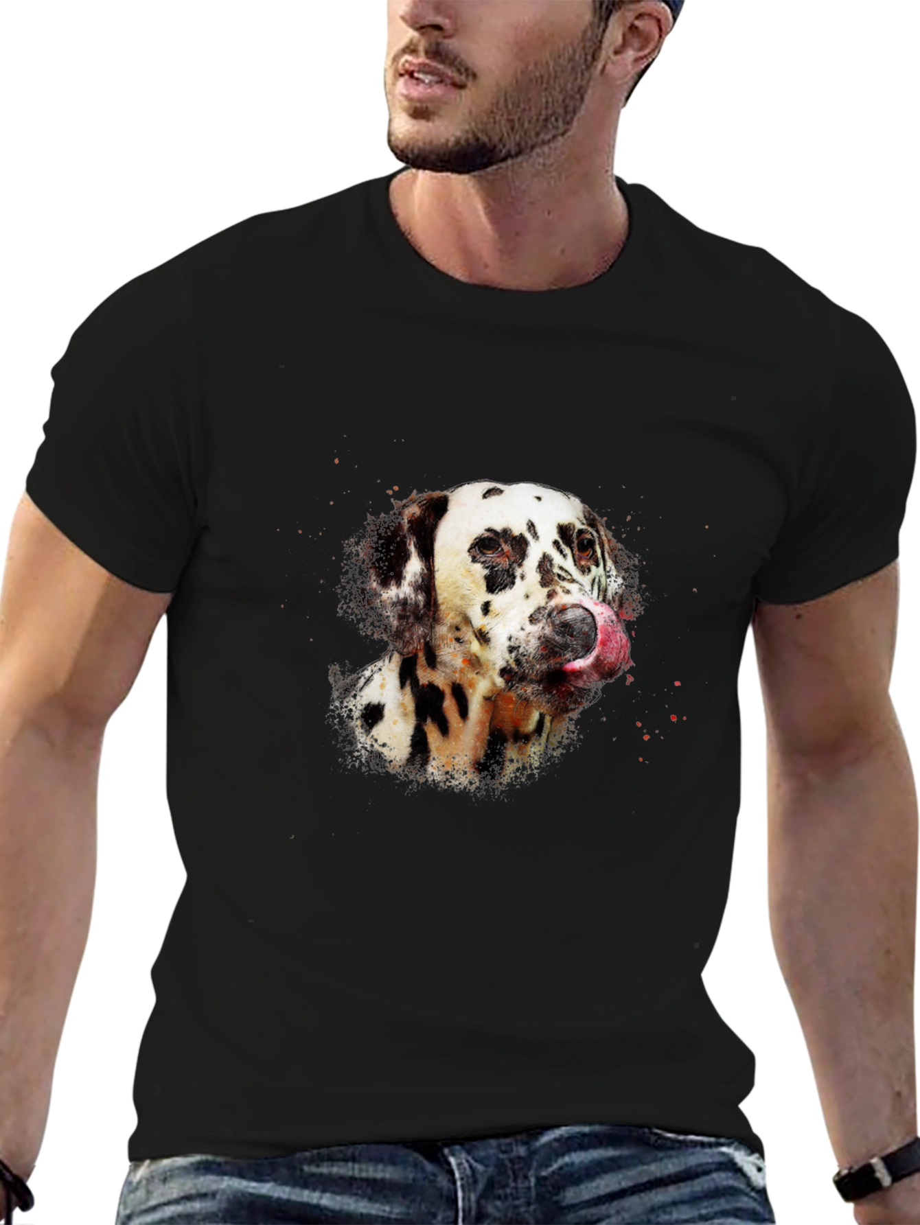 Dalmatian Dog Graphic Black T-Shirt