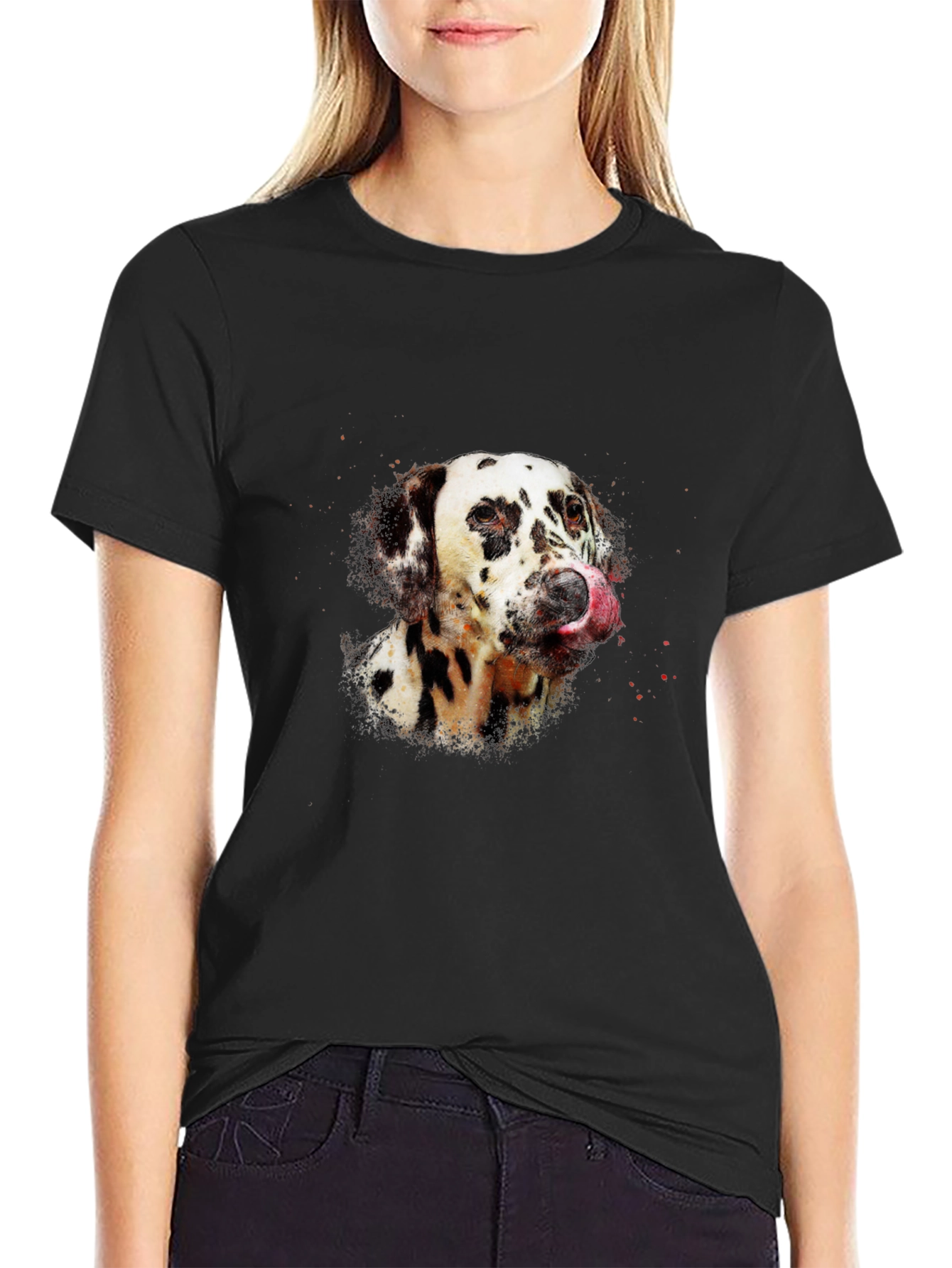 Dalmatian Dog Graphic Black T-Shirt