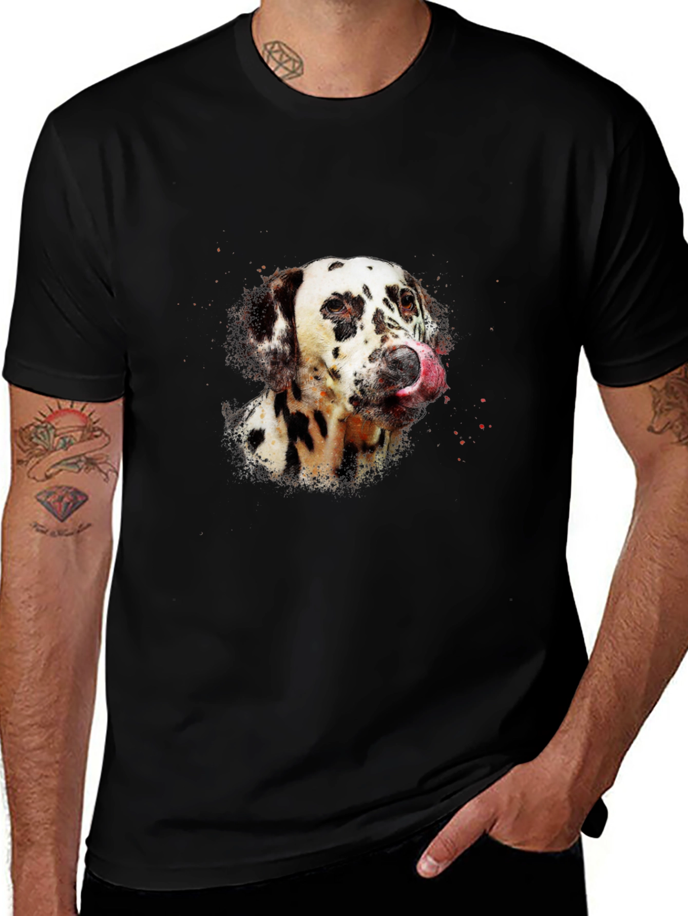 Dalmatian Dog Graphic Black T-Shirt