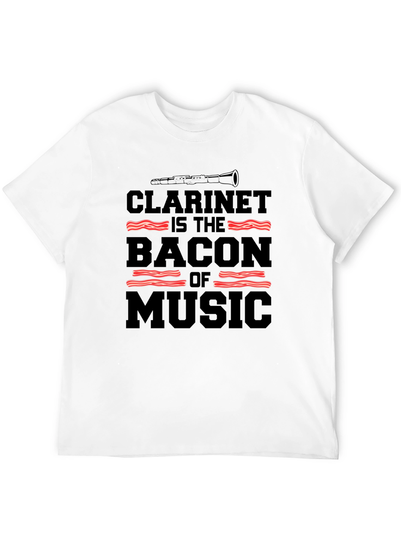 Clarinet Bacon Music Black T-Shirt