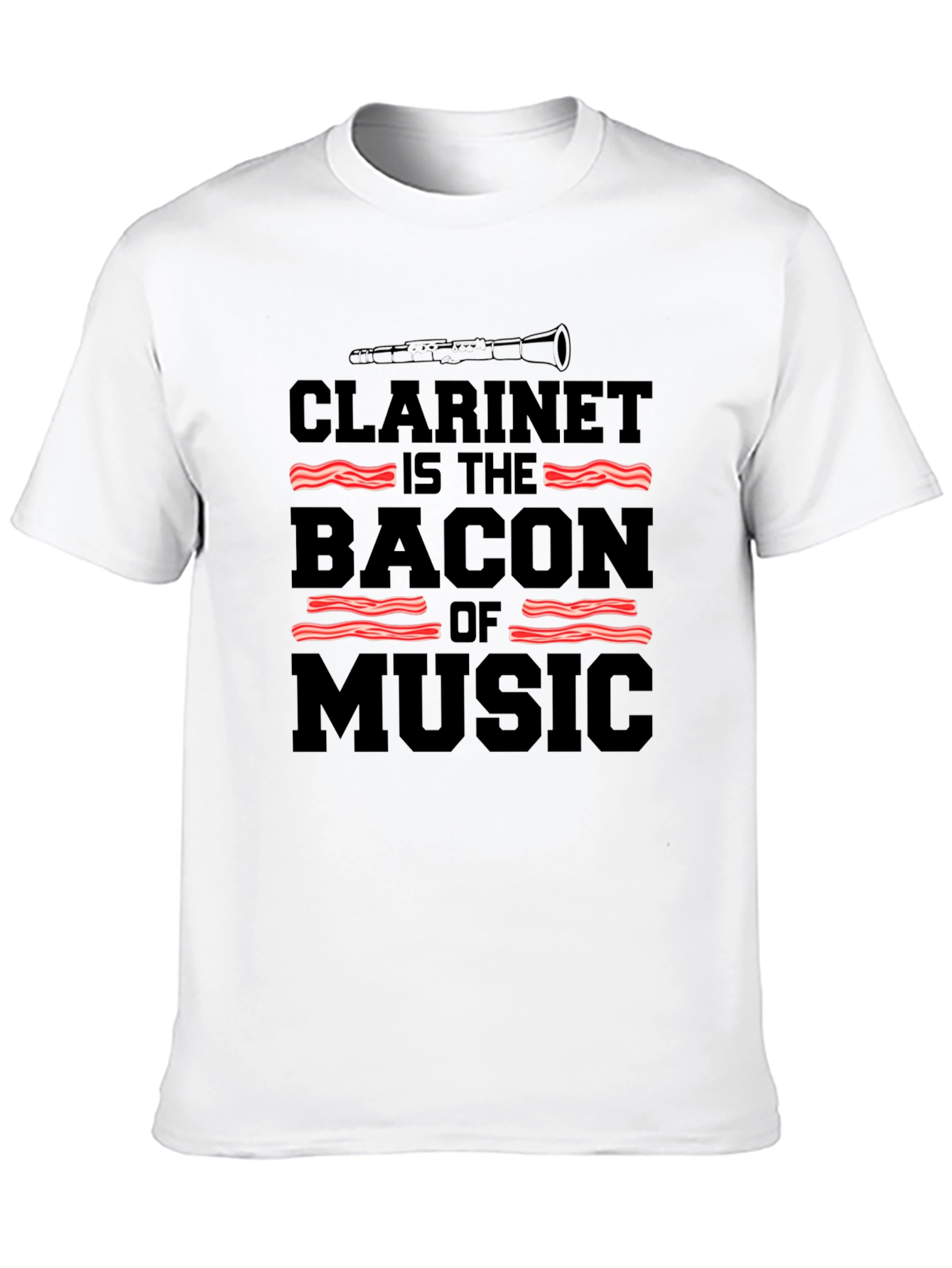 Clarinet Bacon Music Black T-Shirt