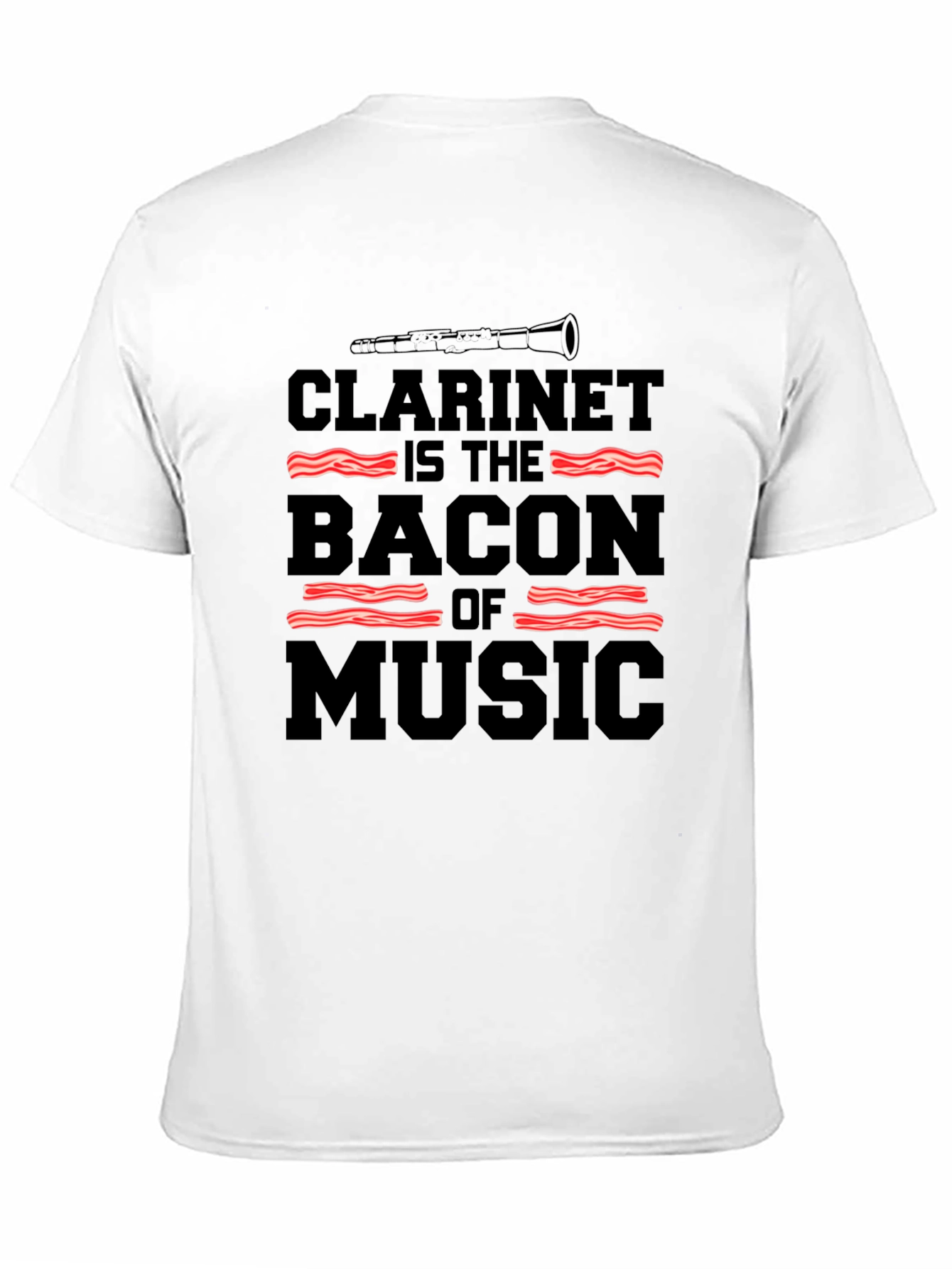 Clarinet Bacon Music Black T-Shirt