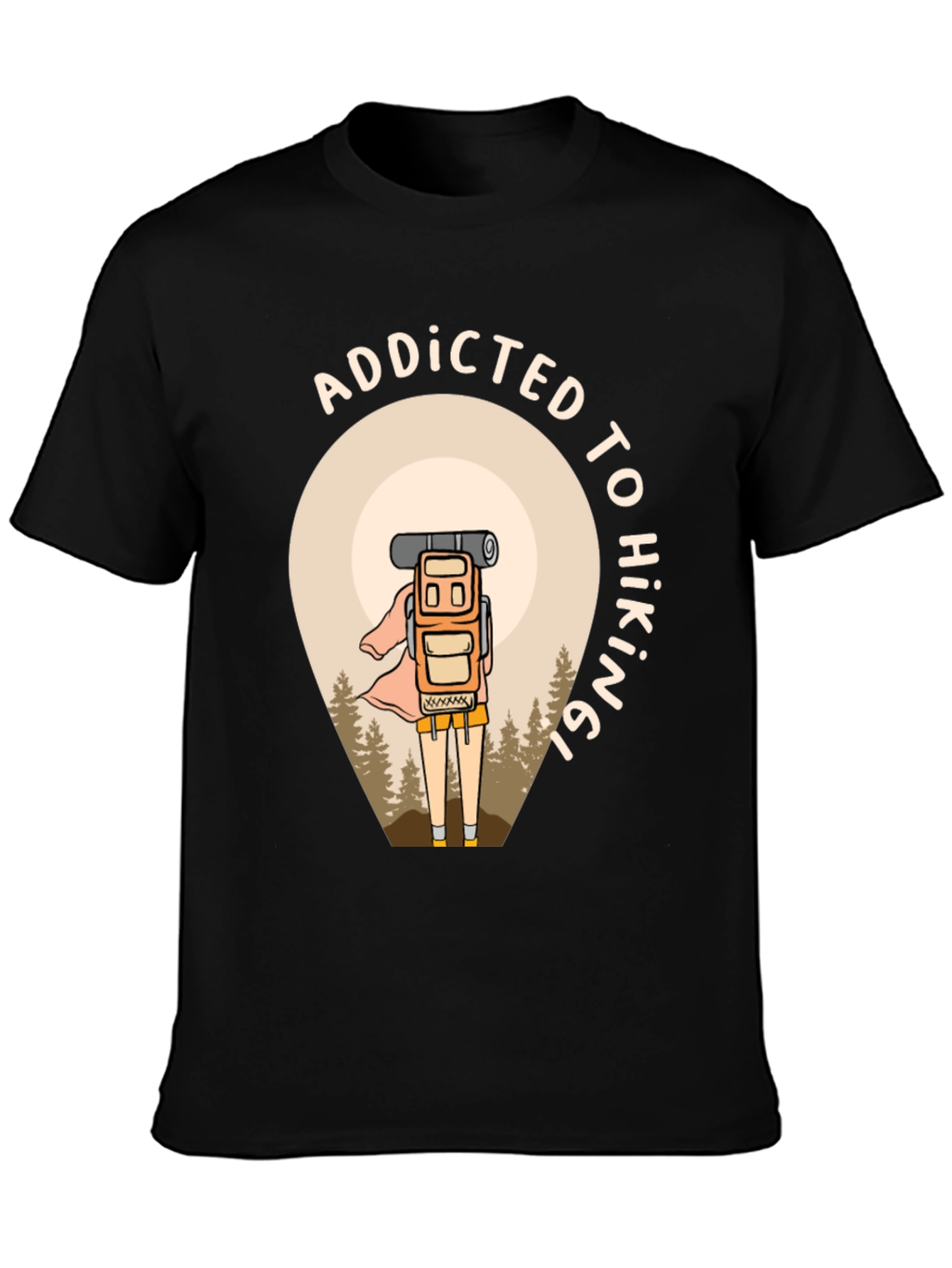 Addicted To Hiking Black Graphic Tee