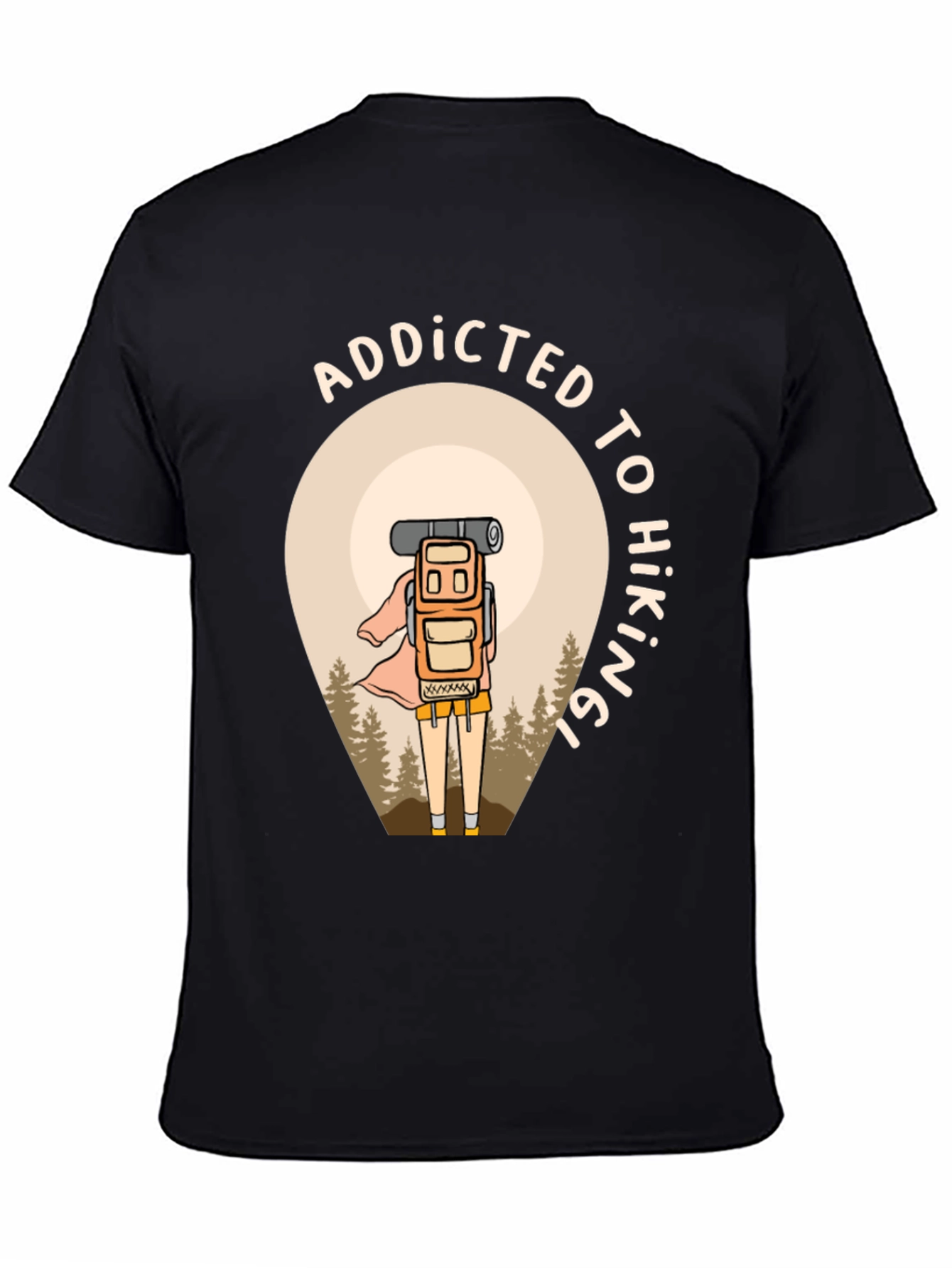 Addicted To Hiking Black Graphic Tee