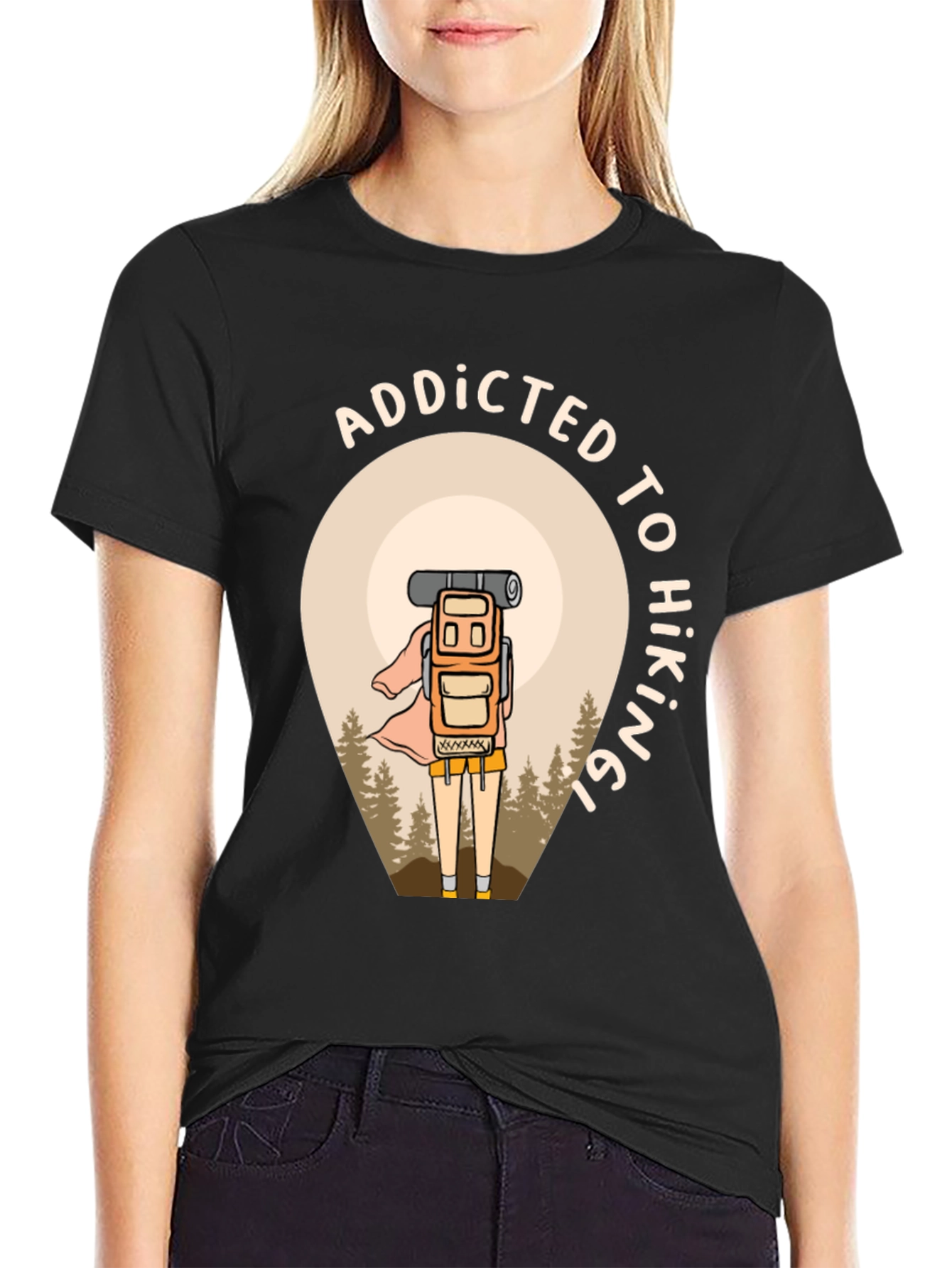 Addicted To Hiking Black Graphic Tee