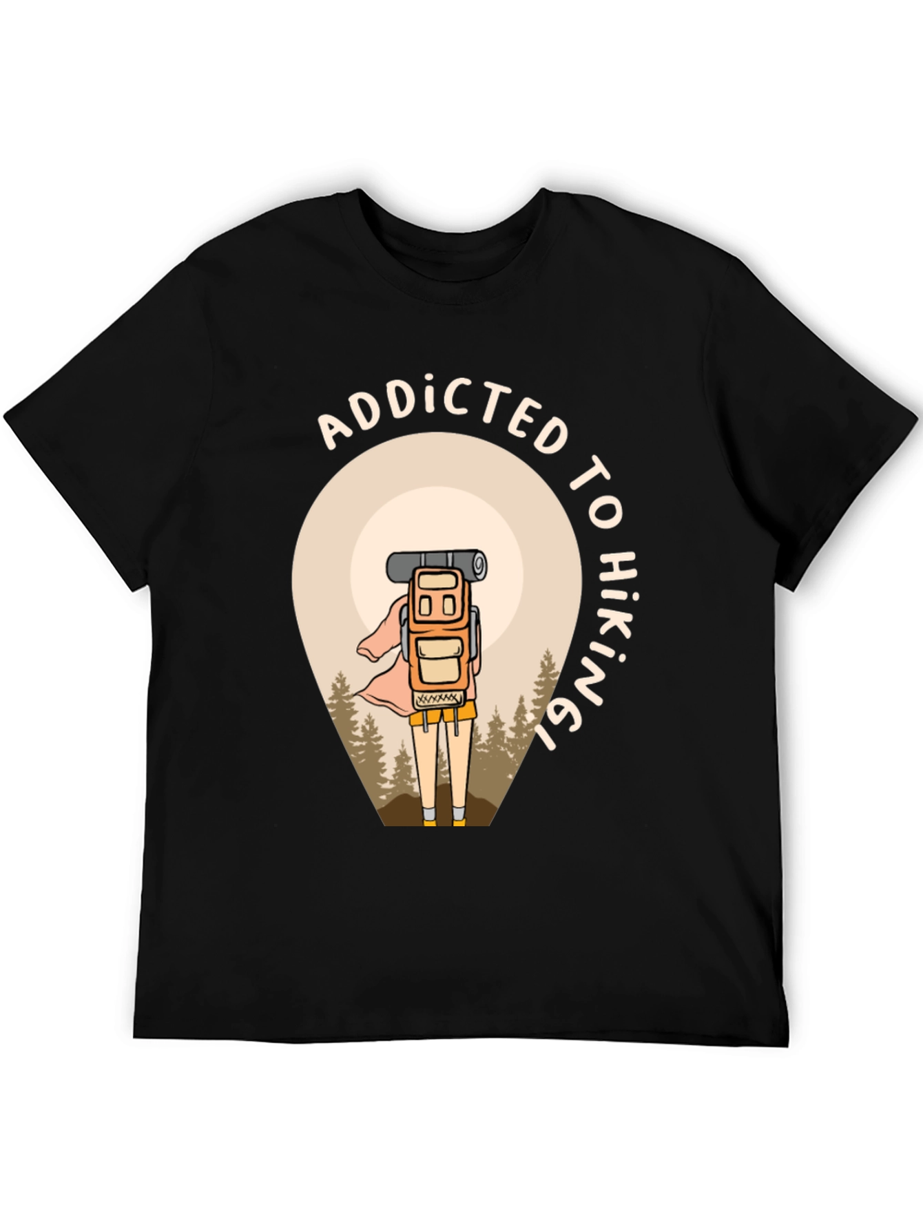Addicted To Hiking Black Graphic Tee